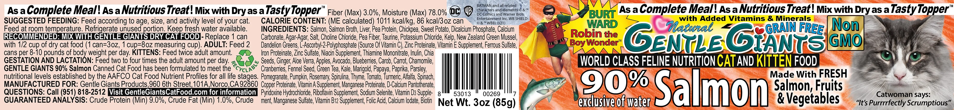 (24 Pack) Gentle Giants 90% Salmon Wet Cat Food, 3 oz. Cans - Image 3