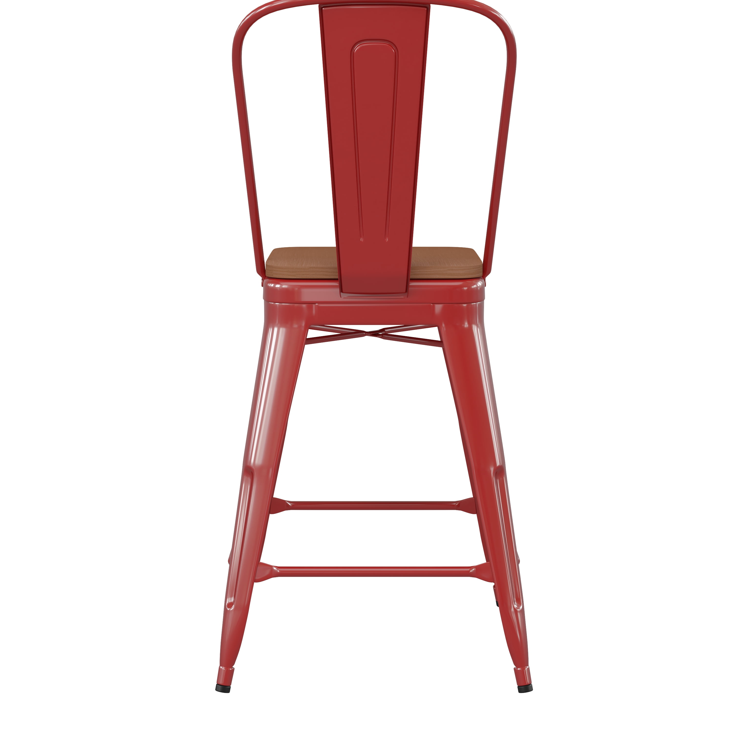 24" Red Stool-Teak Seat - Image 11