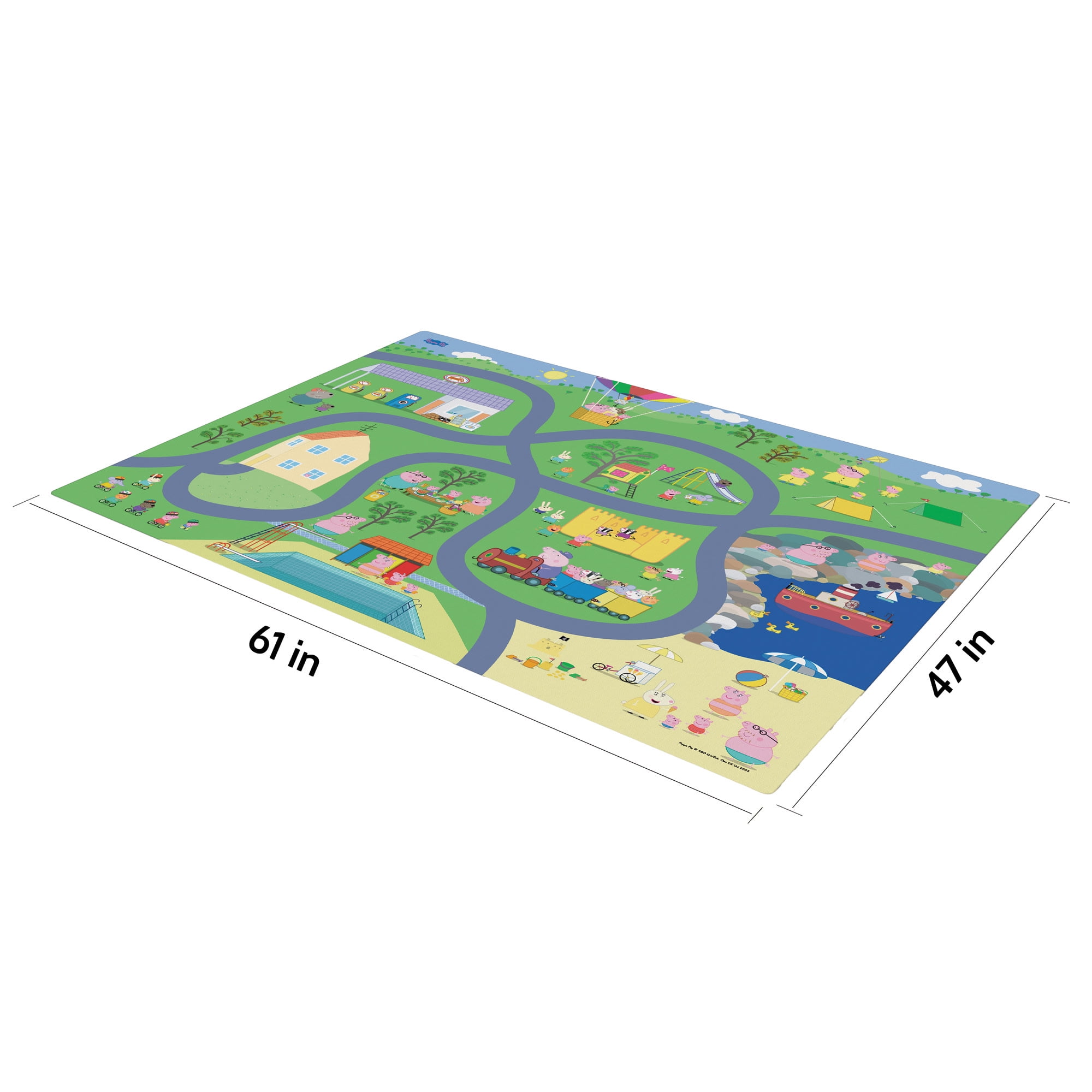 Imaginmat: Jumbo -Peppa Pig - Floor Playmat & 2 Toy Cars, 47 x 61", 2 Character Vehicles, Durable EVA Foam Mat, Portable, Licensed, Kids Ages 3+ - Image 4