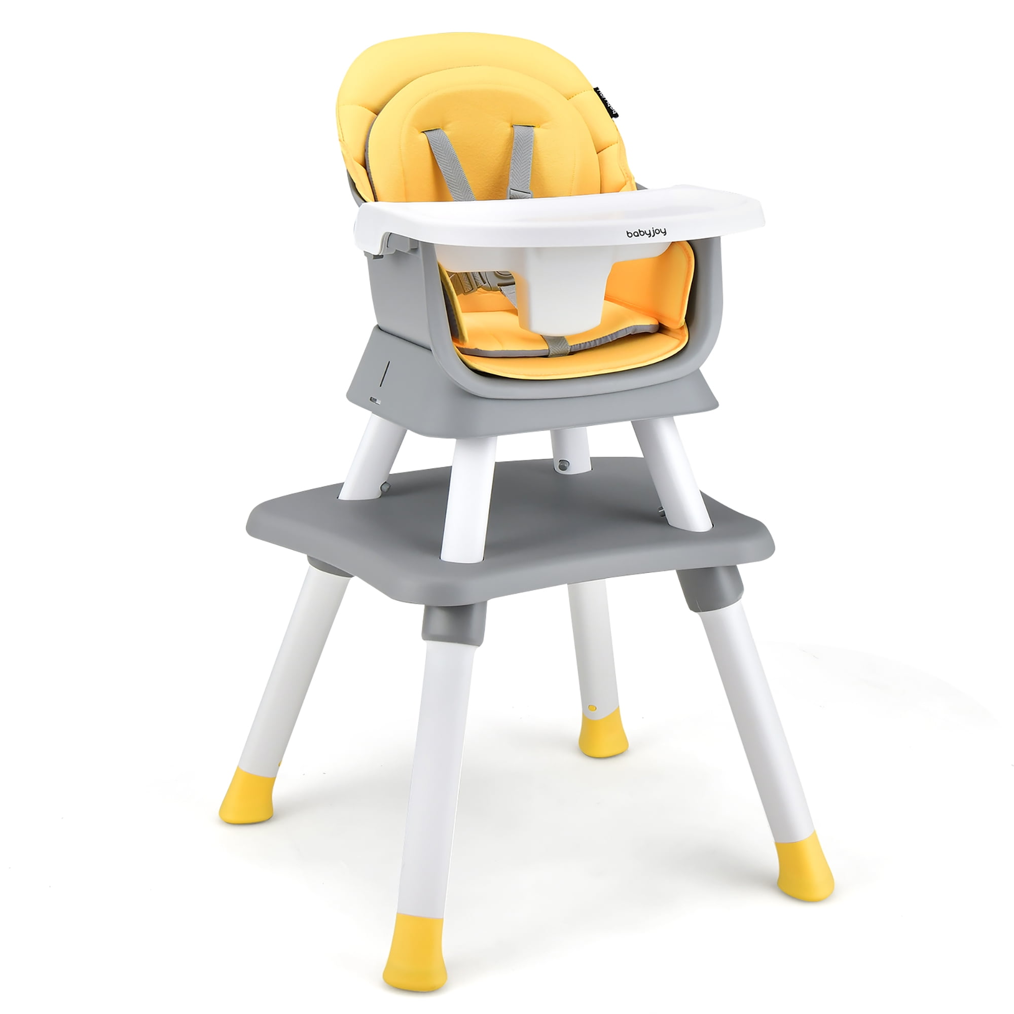 Babyjoy 8-in-1 unisex Baby High Chair Convertible Dining Booster Seat with Removable Tray Yellow - Image 5