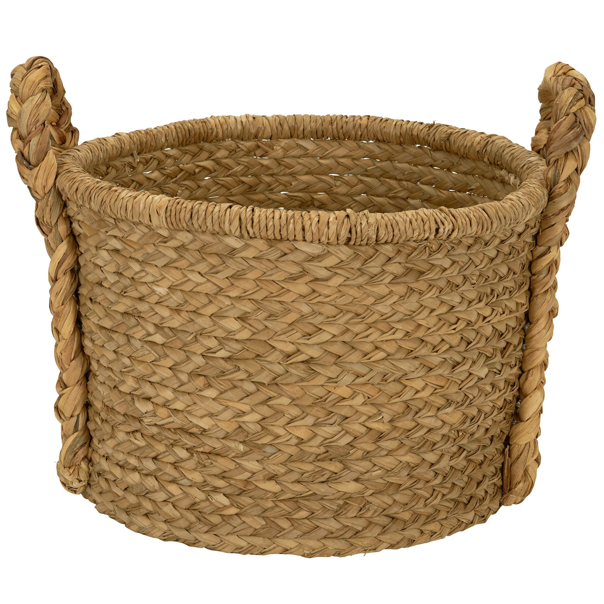 Household Essentials Large Wicker Floor Basket With Braided Handle - Image 4