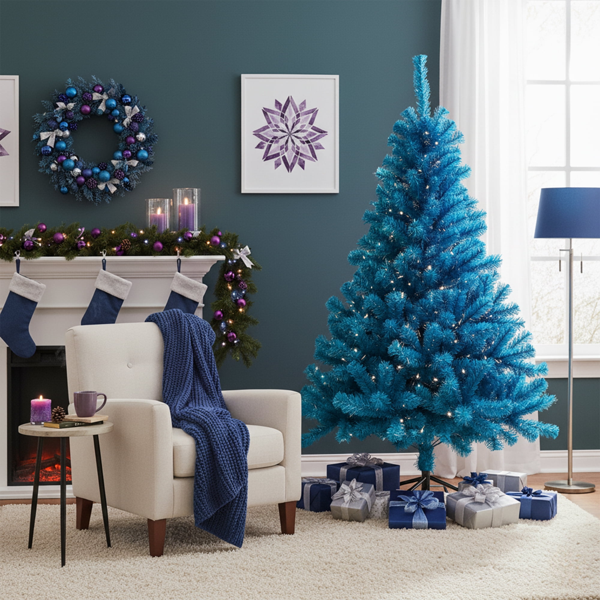 Northlight 6' Cerulean Blue Pine Artificial Christmas Tree, Unlit - Image 2