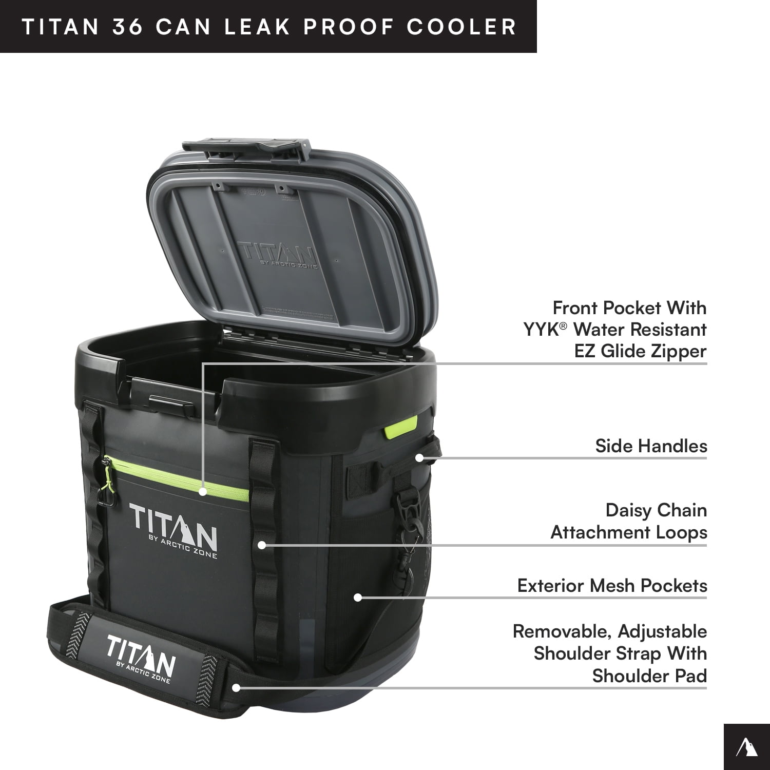 Titan by Arctic Zone 36 Can, 24 Quart Welded Soft Cooler with Waterproof Exterior & Leak Proof Latch, Black - Image 9