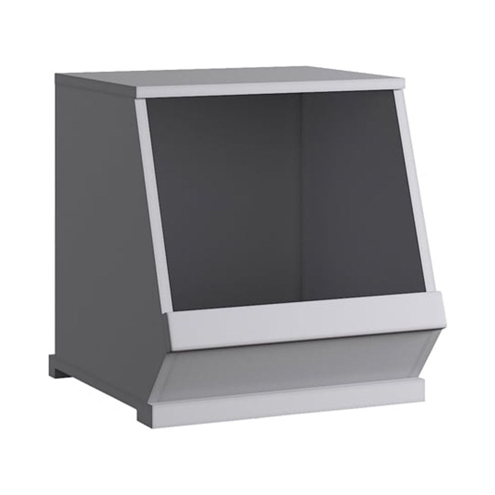 Weston Home Children Stackable Wood and Plastic Storage Cube, Frost Gray, Single Cube - Image 4