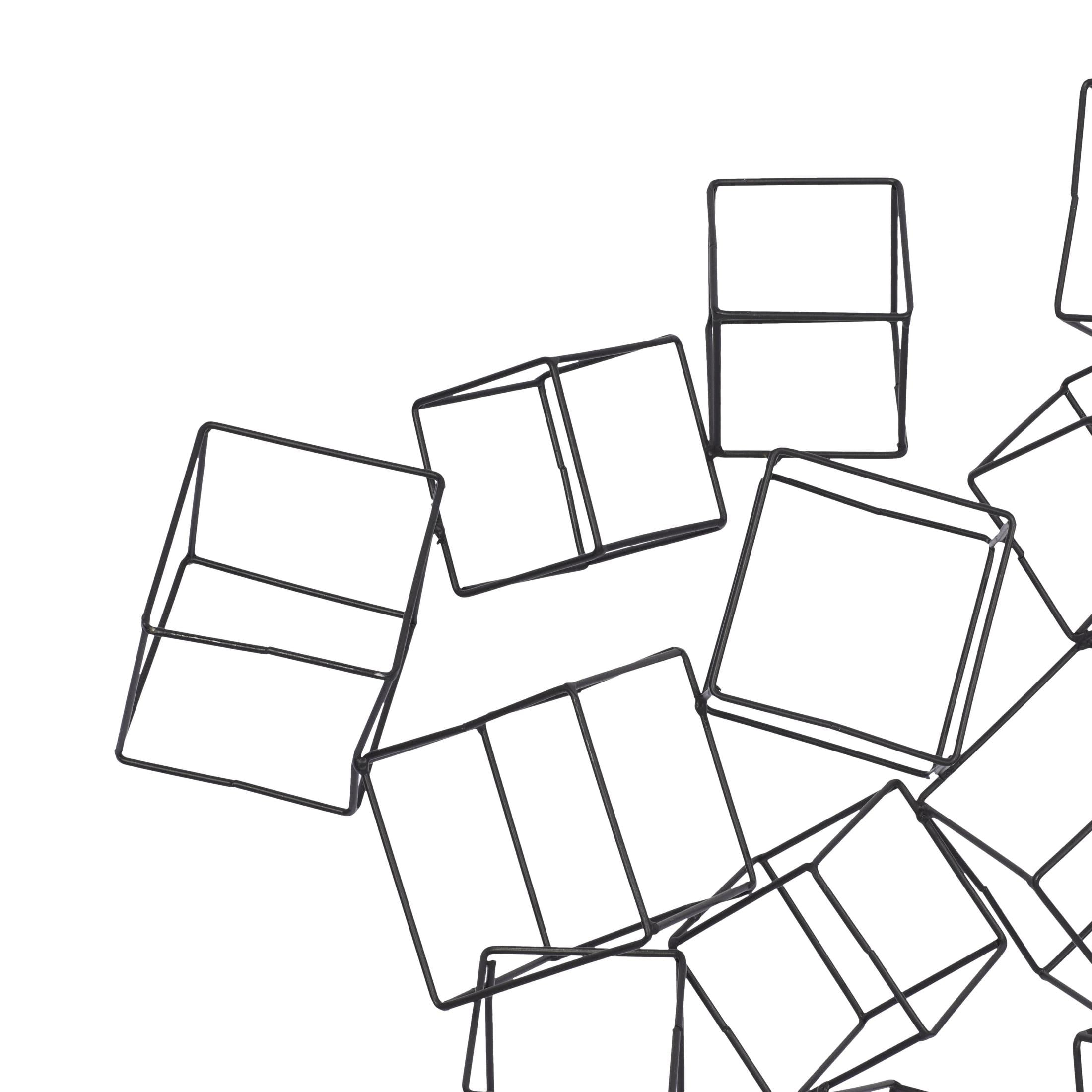 DecMode Black Metal 3D Layered Wire Cube Geometric Wall Decor - Image 7