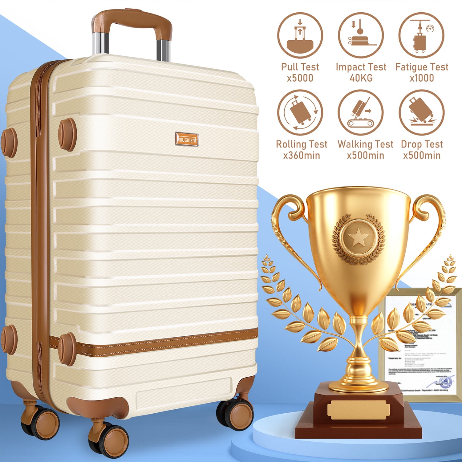 Expandable Suitcase Set Luggage Sets, 20 inch Carry On Luggage with TSA Lock and Double Spinner Wheels,(Ivory White,3 PCS set ) - Image 2