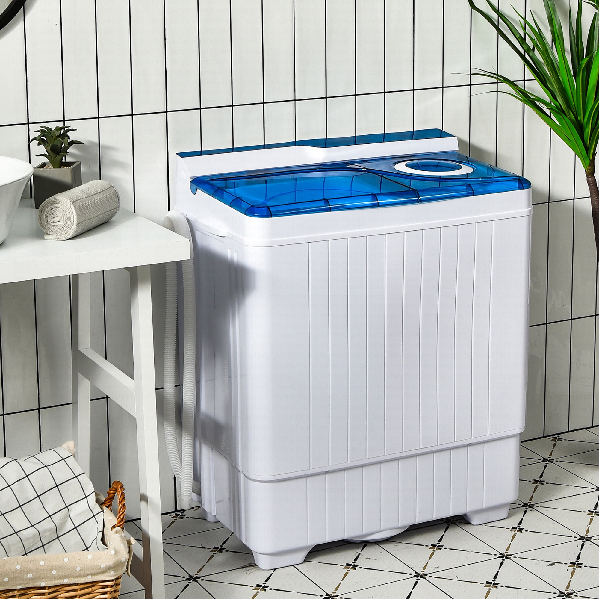 Costway 26lbs Portable Semi-automatic Washing Machine W/Built-in Drain Pump Blue - Image 10