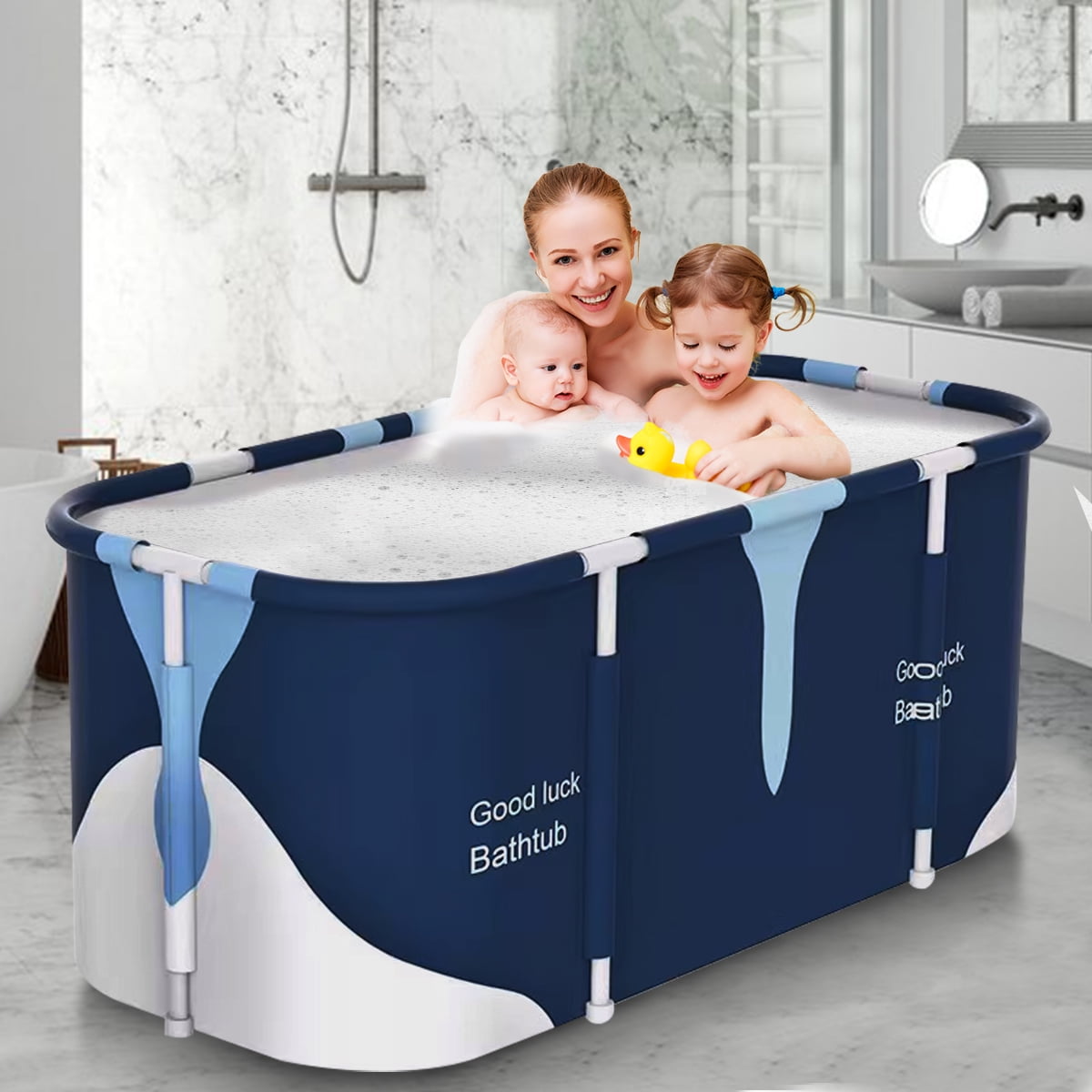 55" Foldable Bathtub for Adult and Kids, Portable Family Sauna SPA Soaking Bath Tub - Image 3