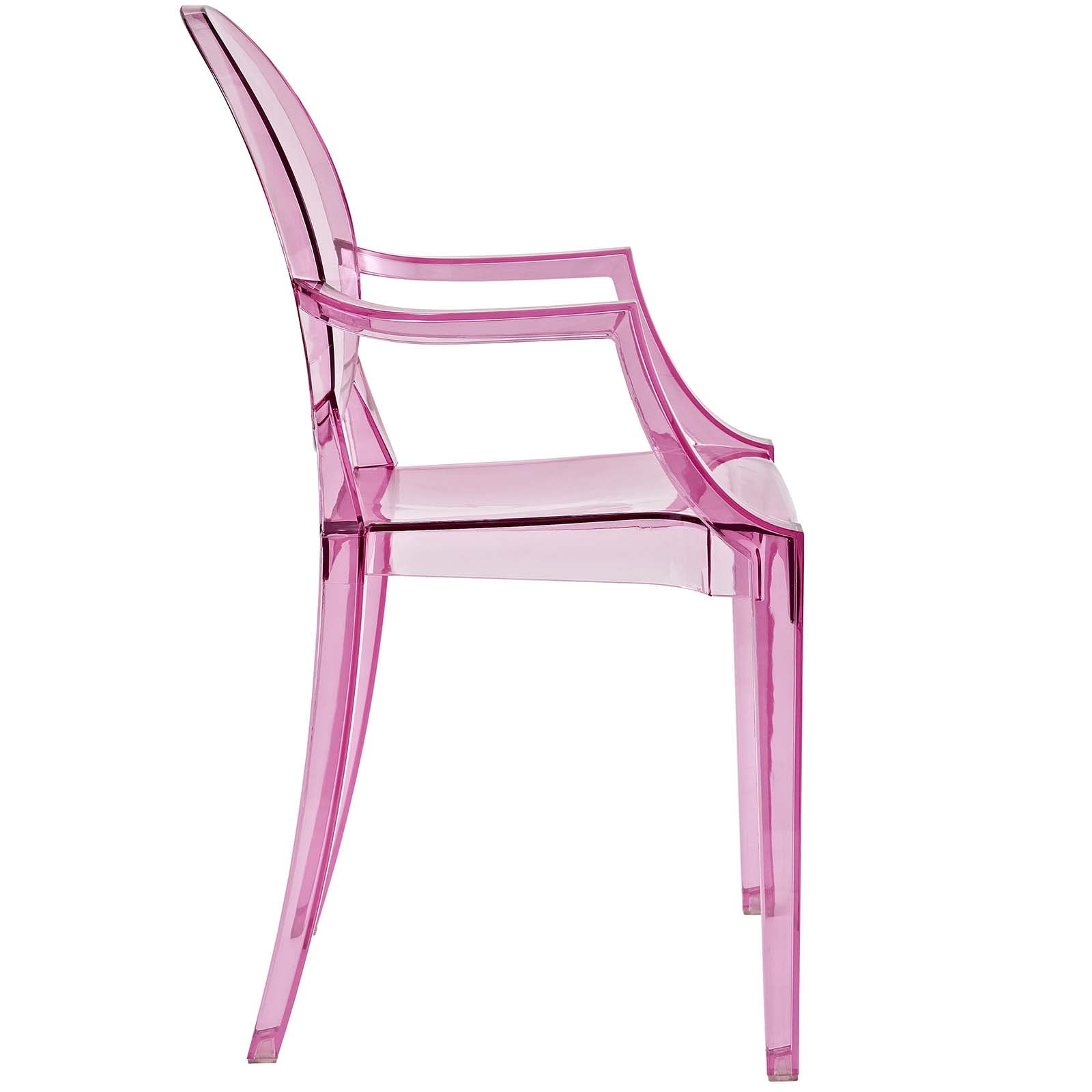 Modway Casper 18.5" Polycarbonate Plastic Dining Armchairs in Pink (Set of 2) - Image 2