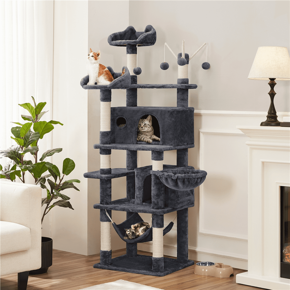 Renwick 67'' H Multi-Level Cat Tree Cat Tower with Condos, Dark Gray - Image 8