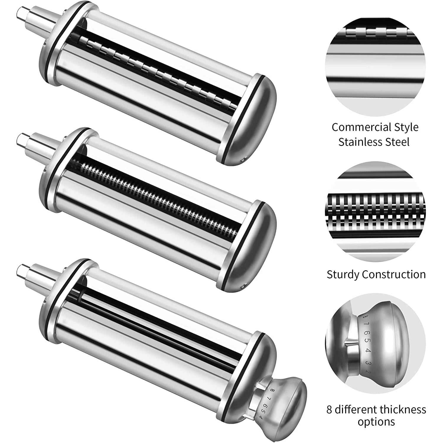 Kenome Pasta Roller Attachments Set for All KitchenAid Stand Mixer, Noodles Maker Attachment, 3-Piece Pasta Cutter Accessories Set - Image 3