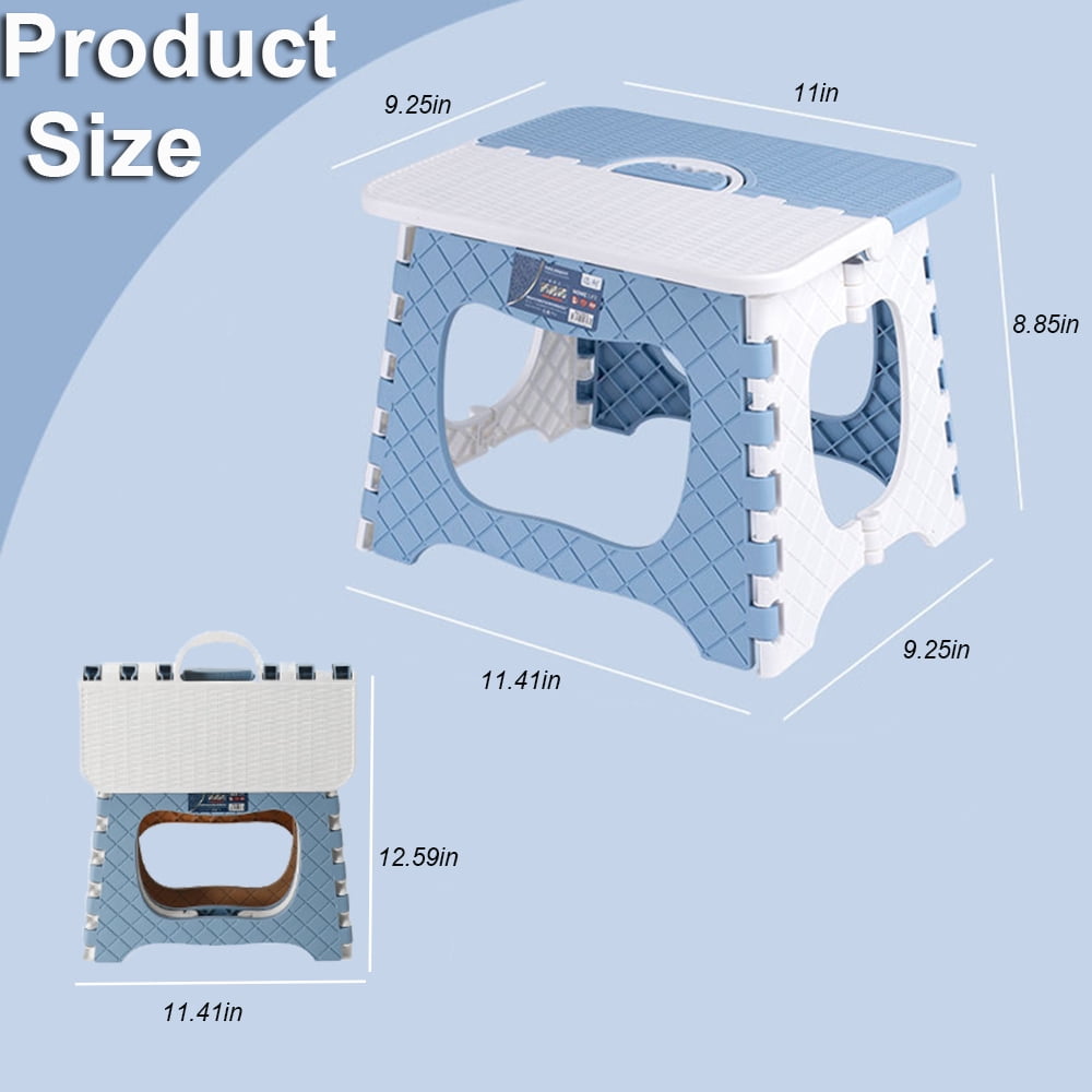 LIMICAR Folding Camping Stool, Portable Step Stool for Outdoor Fishing Hiking, Plastic Folding Stool for Kitchen Hold Up to 300 LB Small Chair (Blue) - Image 4