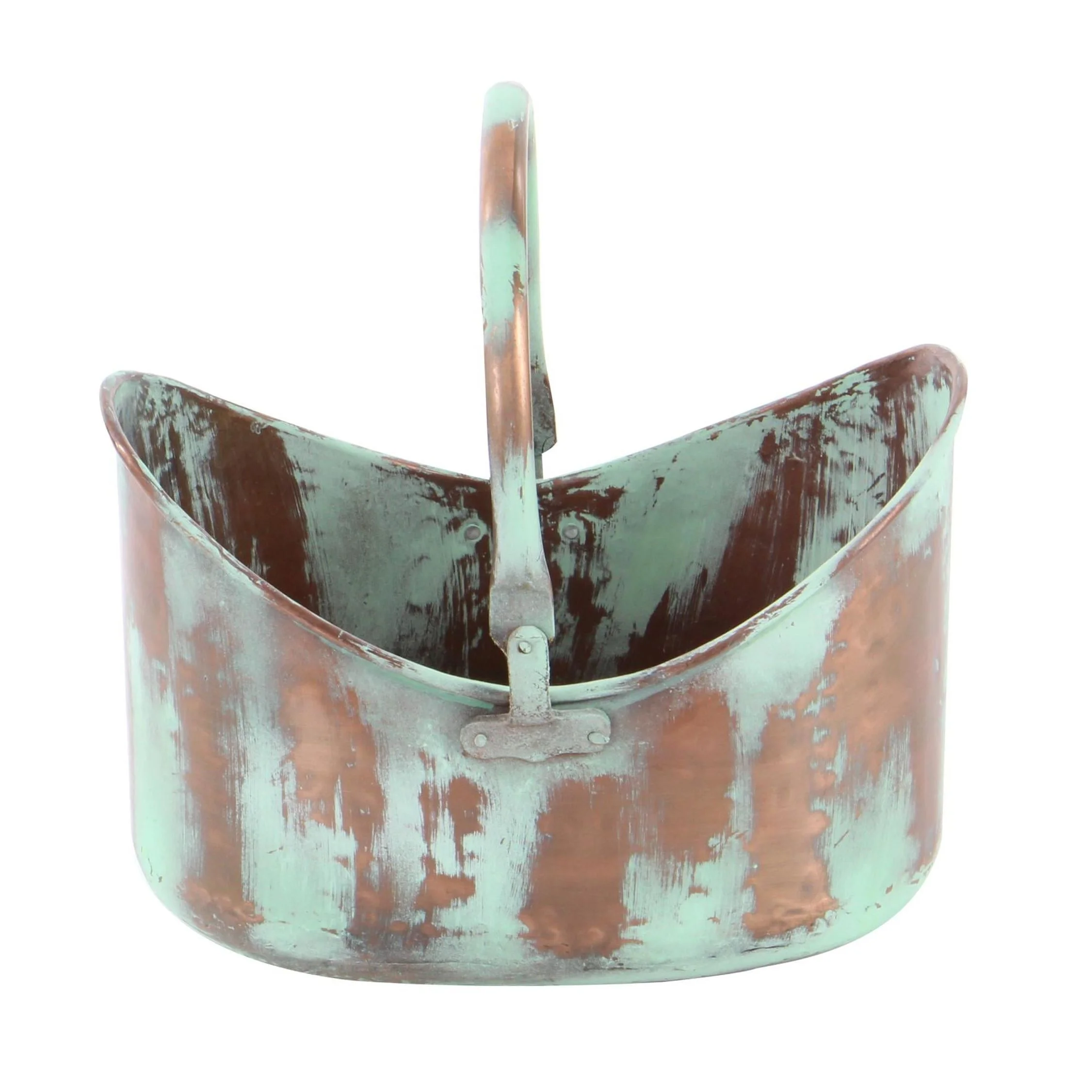 DecMode 15", 13", 11"W Patina Tulip Style Bucket Copper Metal Planter with Stationary Handles (3 Count) - Image 13