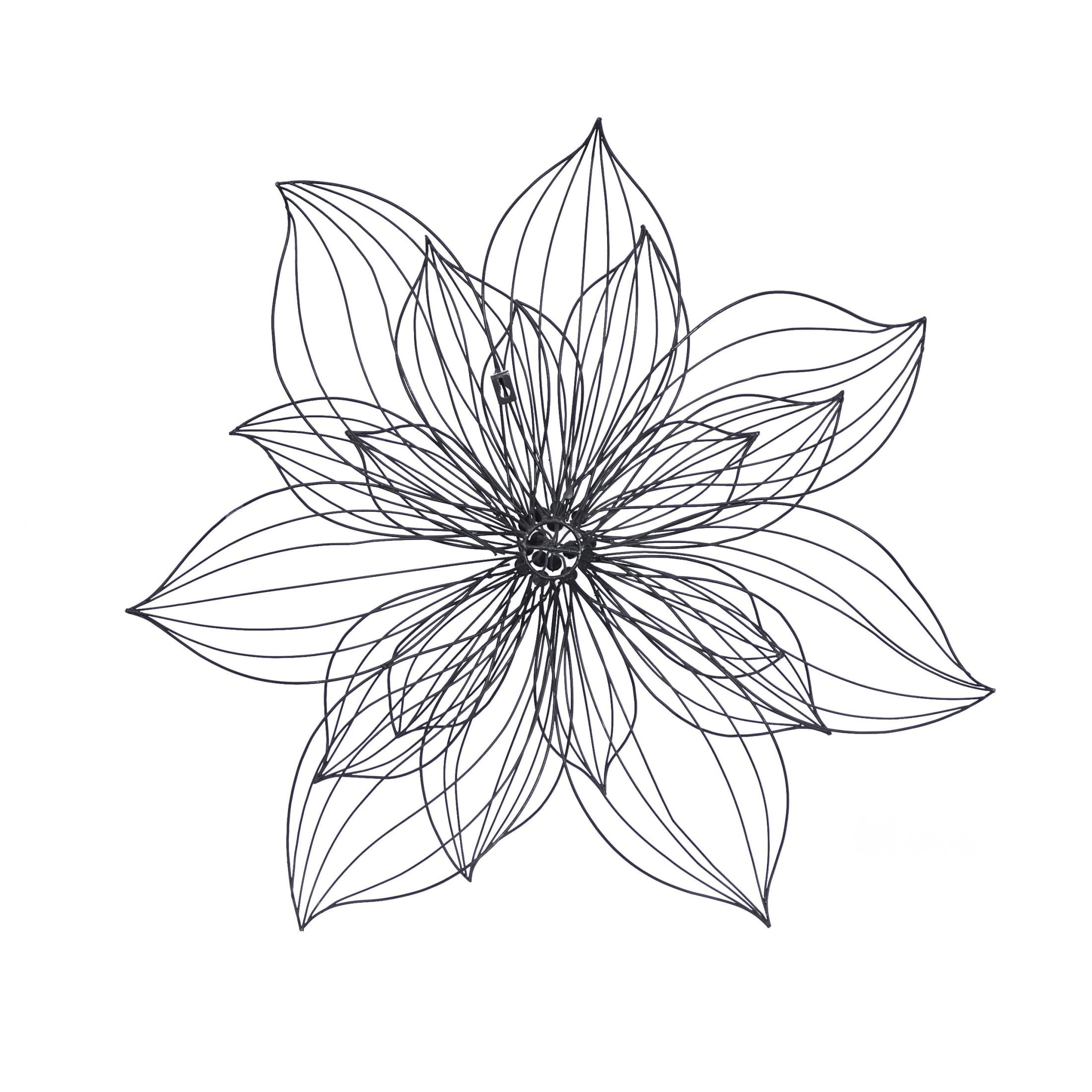 DecMode Modern Black Metal Hibiscus Flower Wall Décor with Crystal Embellshments, 26"W x 26"H - Image 9