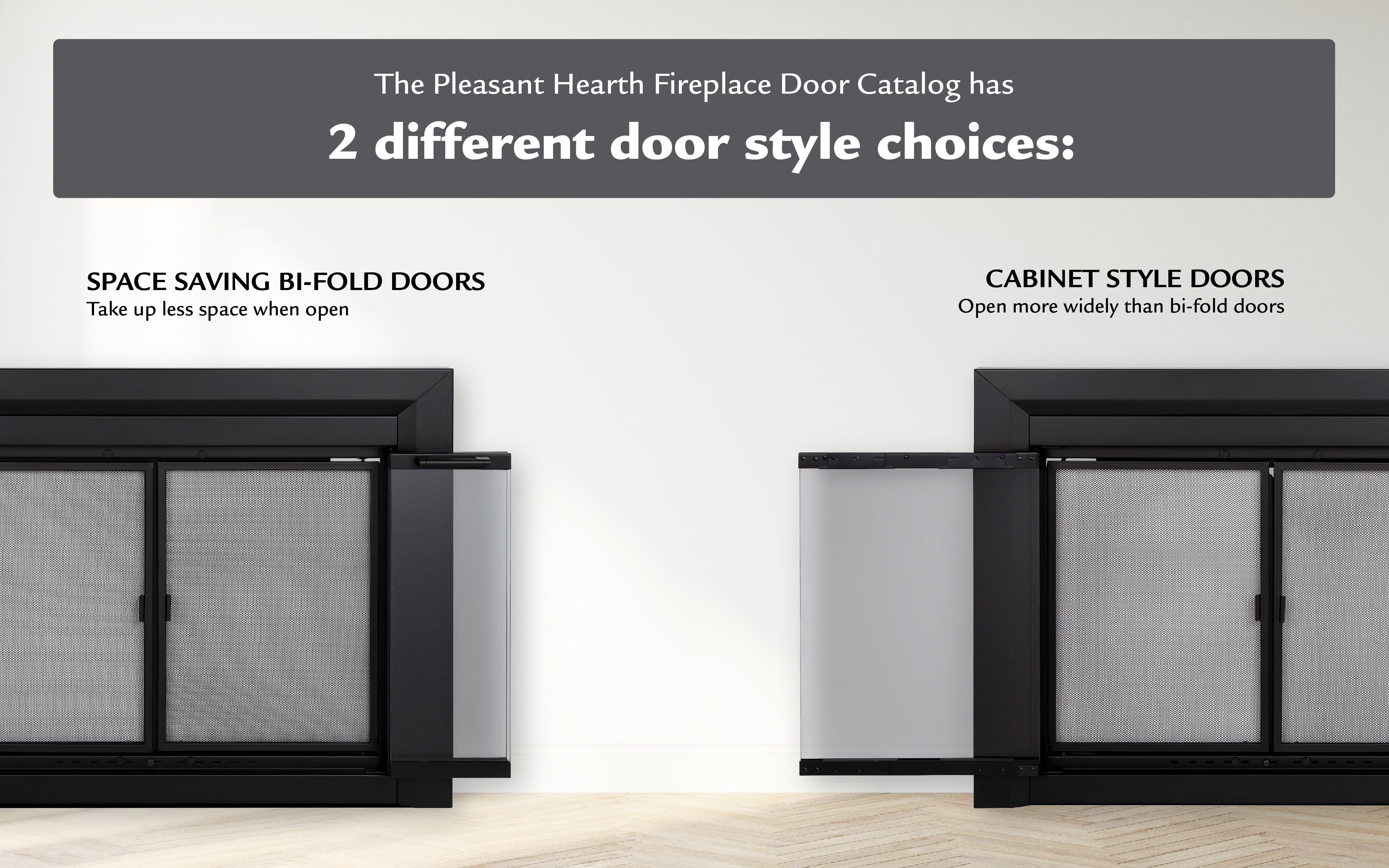 Pleasant Hearth Alpine Collection Fireplace Glass Door, Skyline Nickel - Large - Image 3