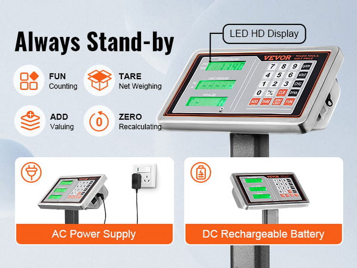 VEVOR 660 lbs / 0.1 Computing Digital Floor Platform Scale Shipping Postal Scale - Image 7