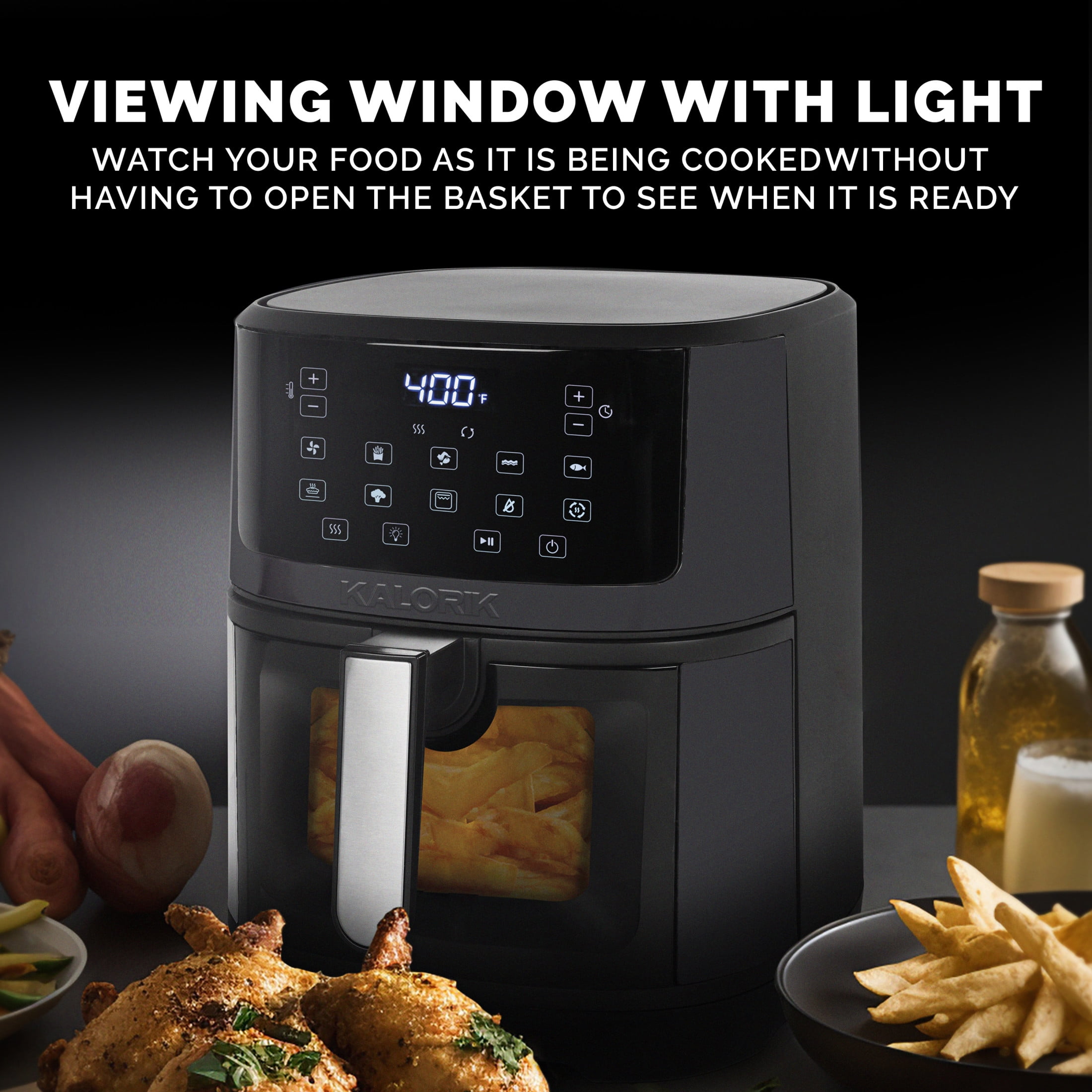 Kalorik 7 Quart Touchscreen Air Fryer with Window, in Black Steel (FT 52324 BK) - Image 2