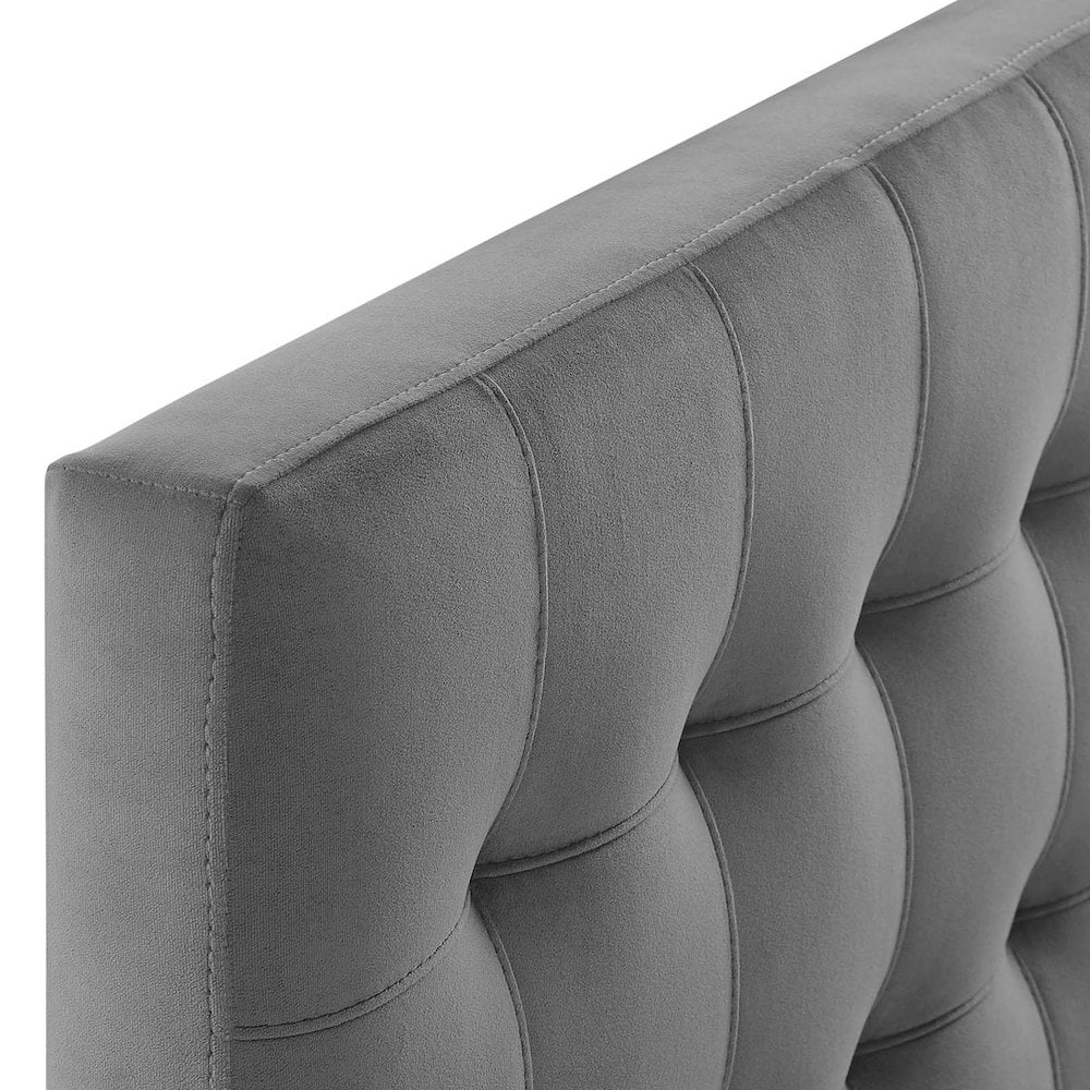 Modway Lily Biscuit Tufted Twin Performance Velvet Headboard in Gray - Image 5