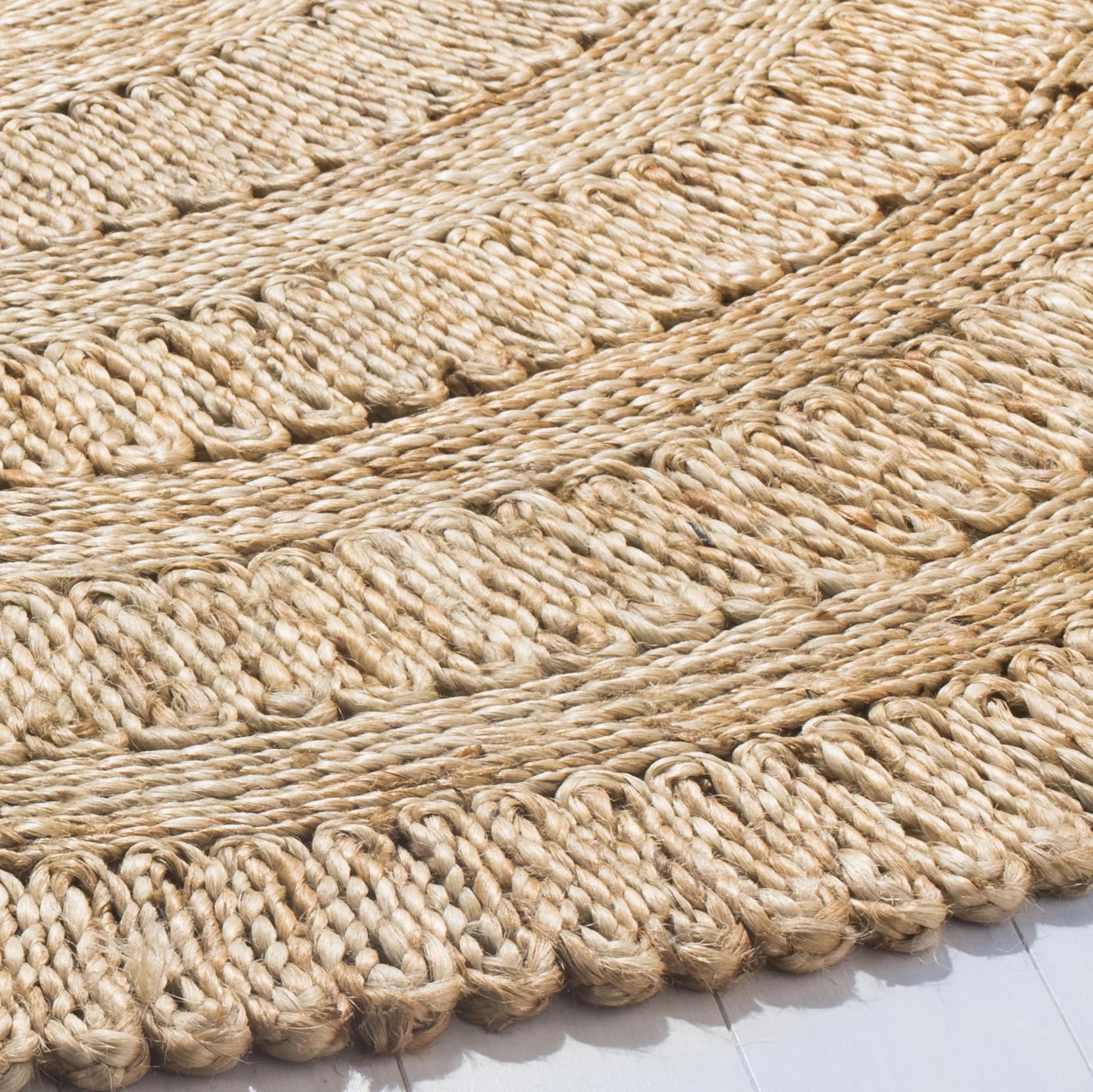 SAFAVIEH Natural Fiber Rodina Geometric Braided Jute Area Rug, Natural, 5' x 5' Round - Image 2
