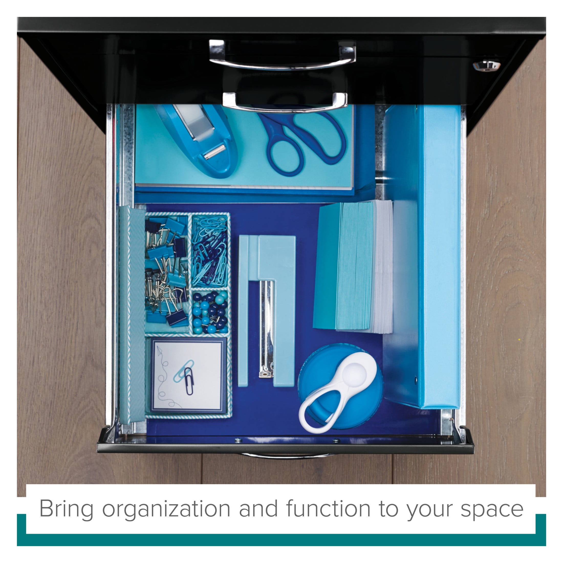 Space Solutions 3 Drawer Letter Width Vertical File Cabinet with Pencil Drawer, Black - Image 11