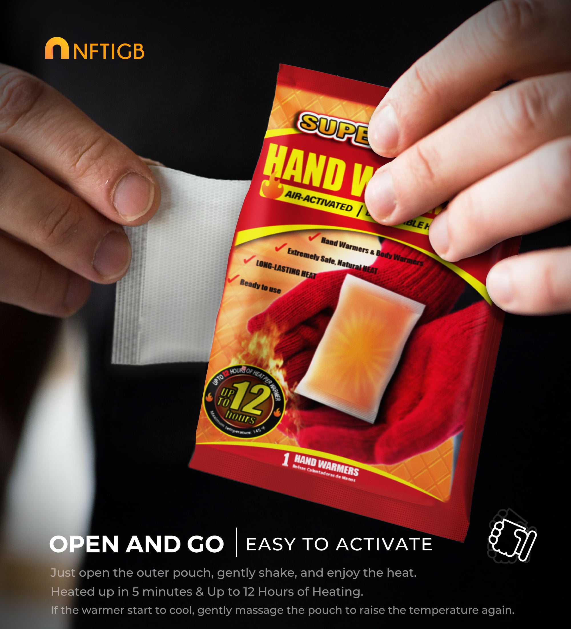 NFTIGB Hand Warmers Disposable 240 Pack, Long Lasting Safe Air Activated, up to 12 Hours of Heating - Image 8