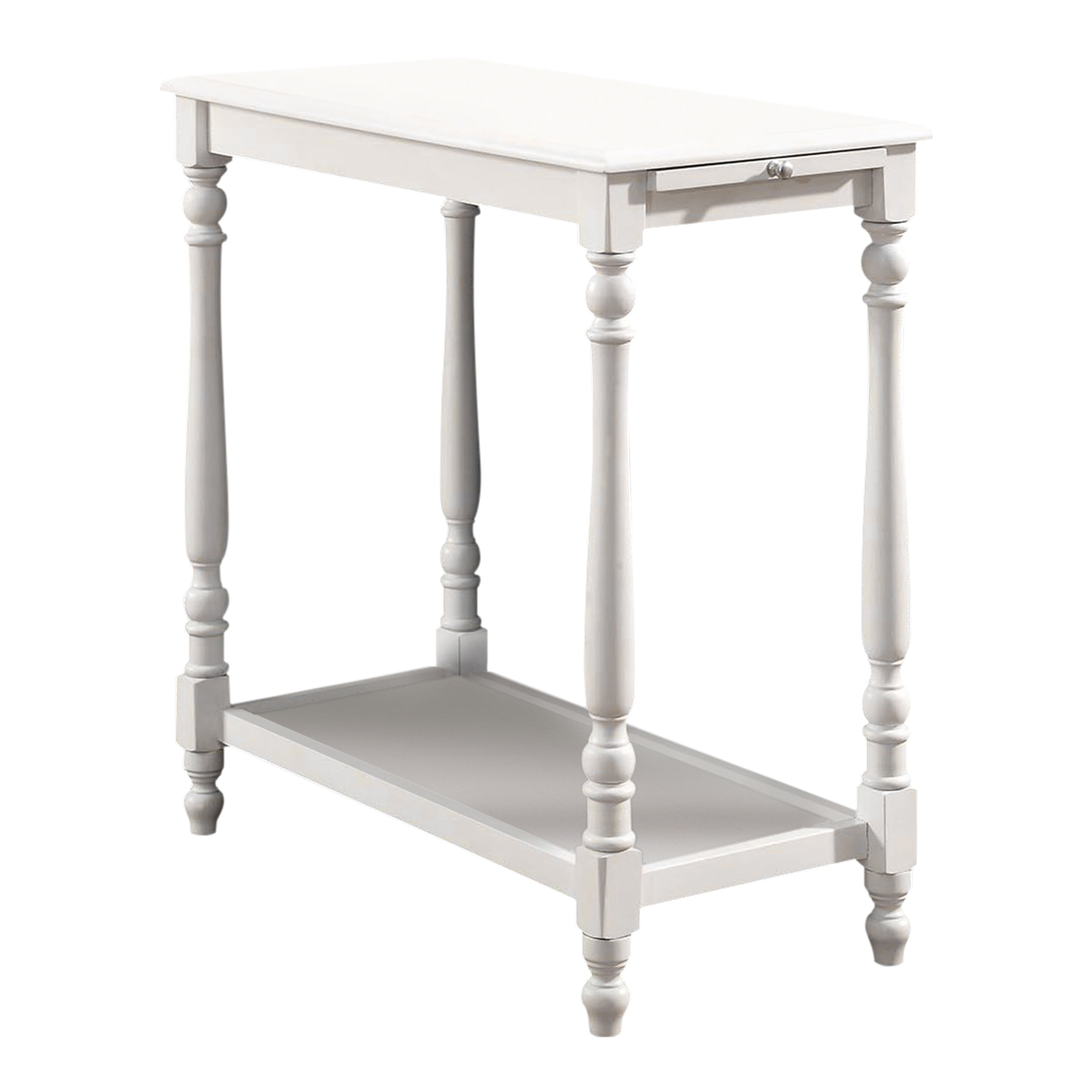Furniture of America Lutz 1-Shelf End Table with Tray, White - Image 3