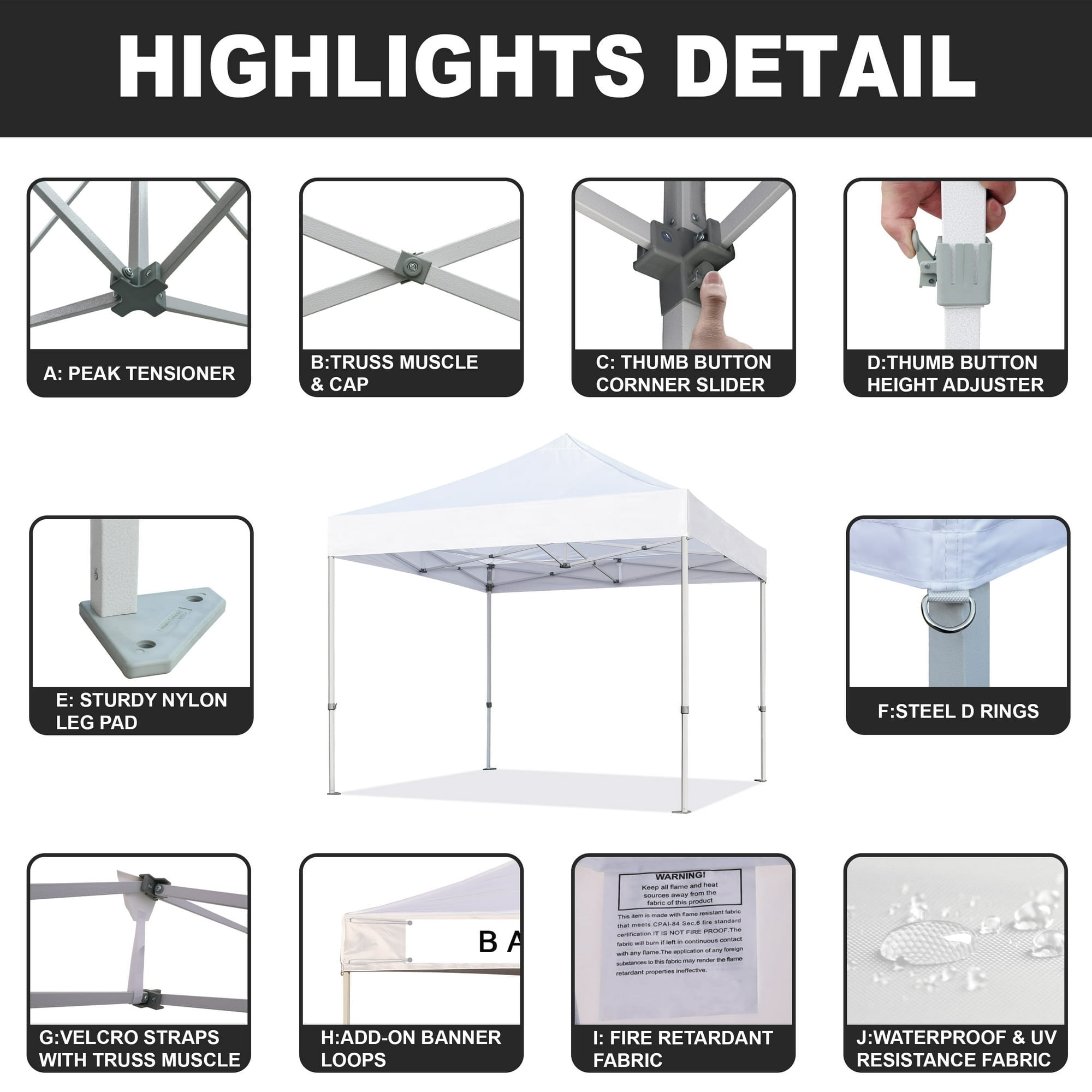Eurmax Canopy 10' x 10' Sandy Pop-up Canopy and 56lbs Instant Outdoor Canopy - Image 4