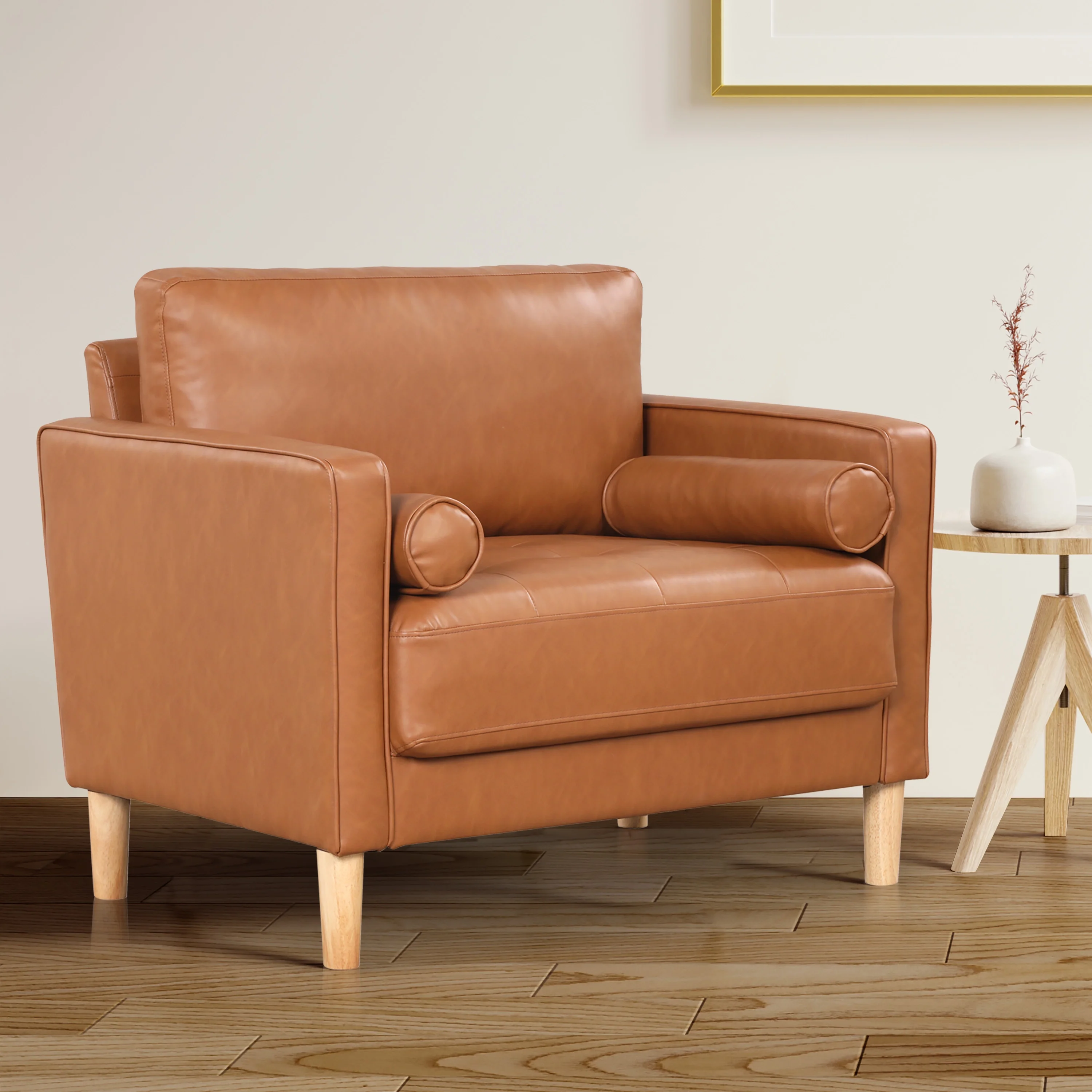 Lifestyle Solutions Lorelei Oversized Chair, Caramel Faux Leather - Image 6