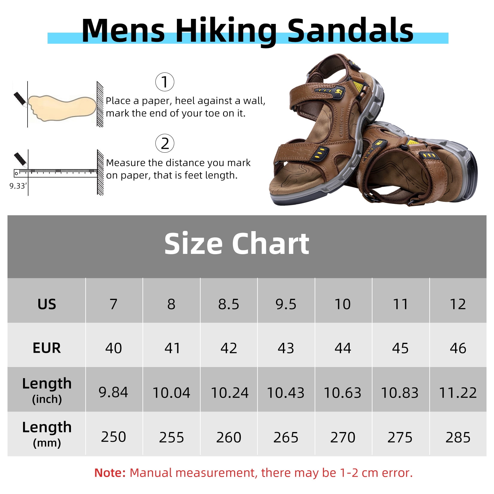 CAMEL CROWN Mens Leather Hiking Sandals Outdoor Beach Sports Male Water Sandals Fisherman Open Toe Shoes Adjustable Straps Athletic Sandals - Image 8