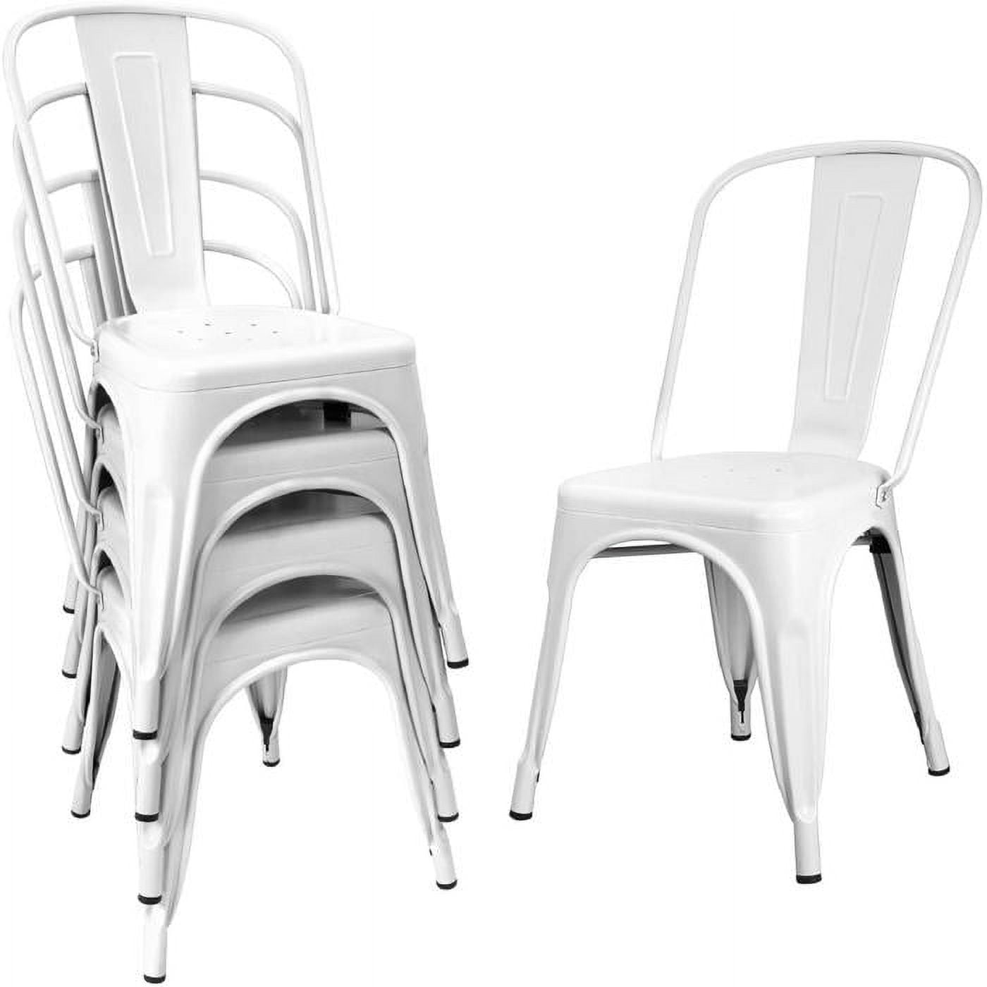 VINEEGO Metal Indoor Stacking Chair, White (Set of 4) - Image 5
