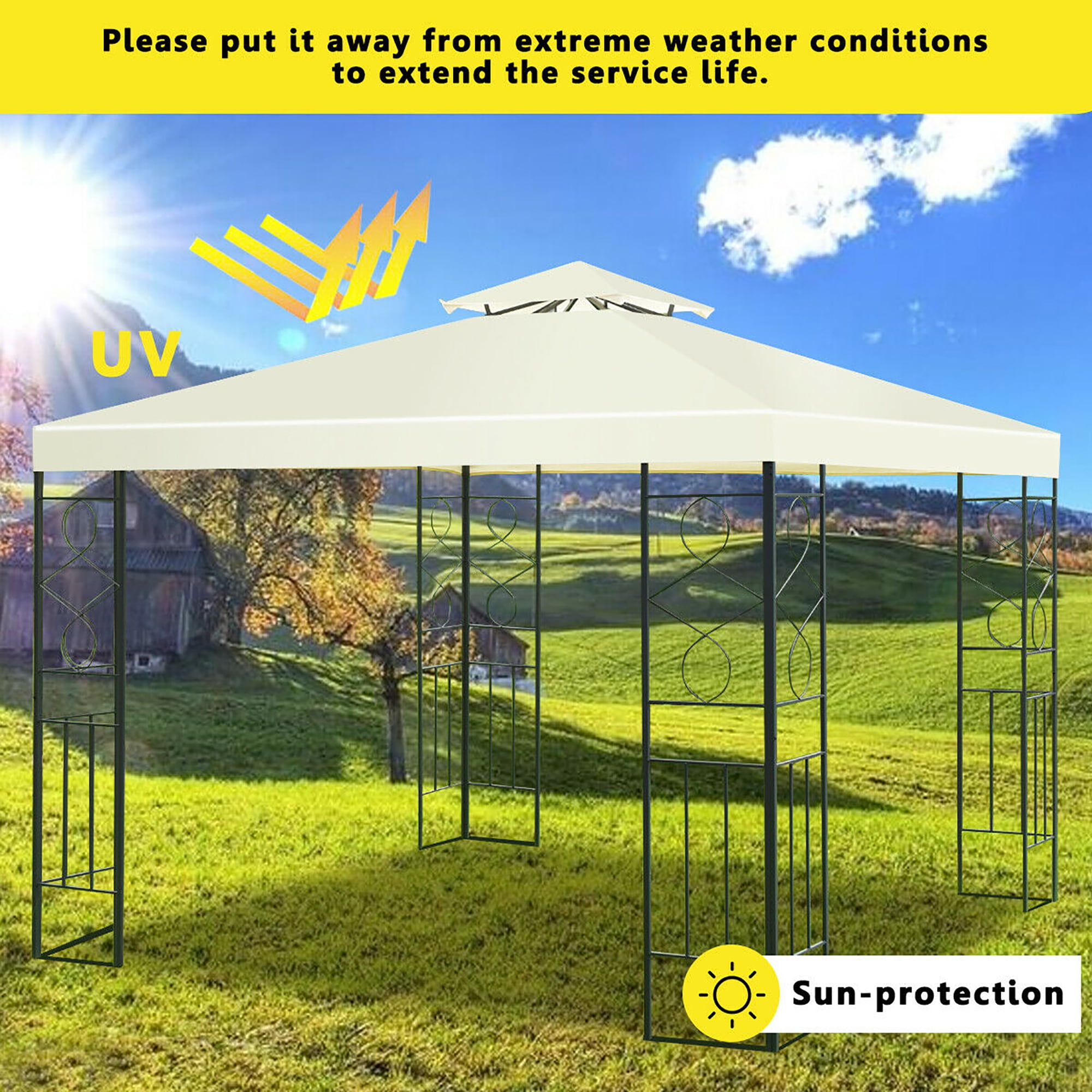 Costway 2 Tier 10'x10' Patio Gazebo Canopy Tent Steel Frame Shelter Awning - Image 11