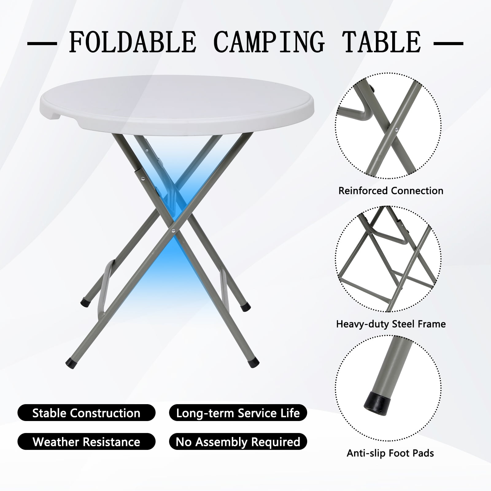 SUGIFT 32" Round Folding Table for Indoor and Outdoor Use, White - Image 5