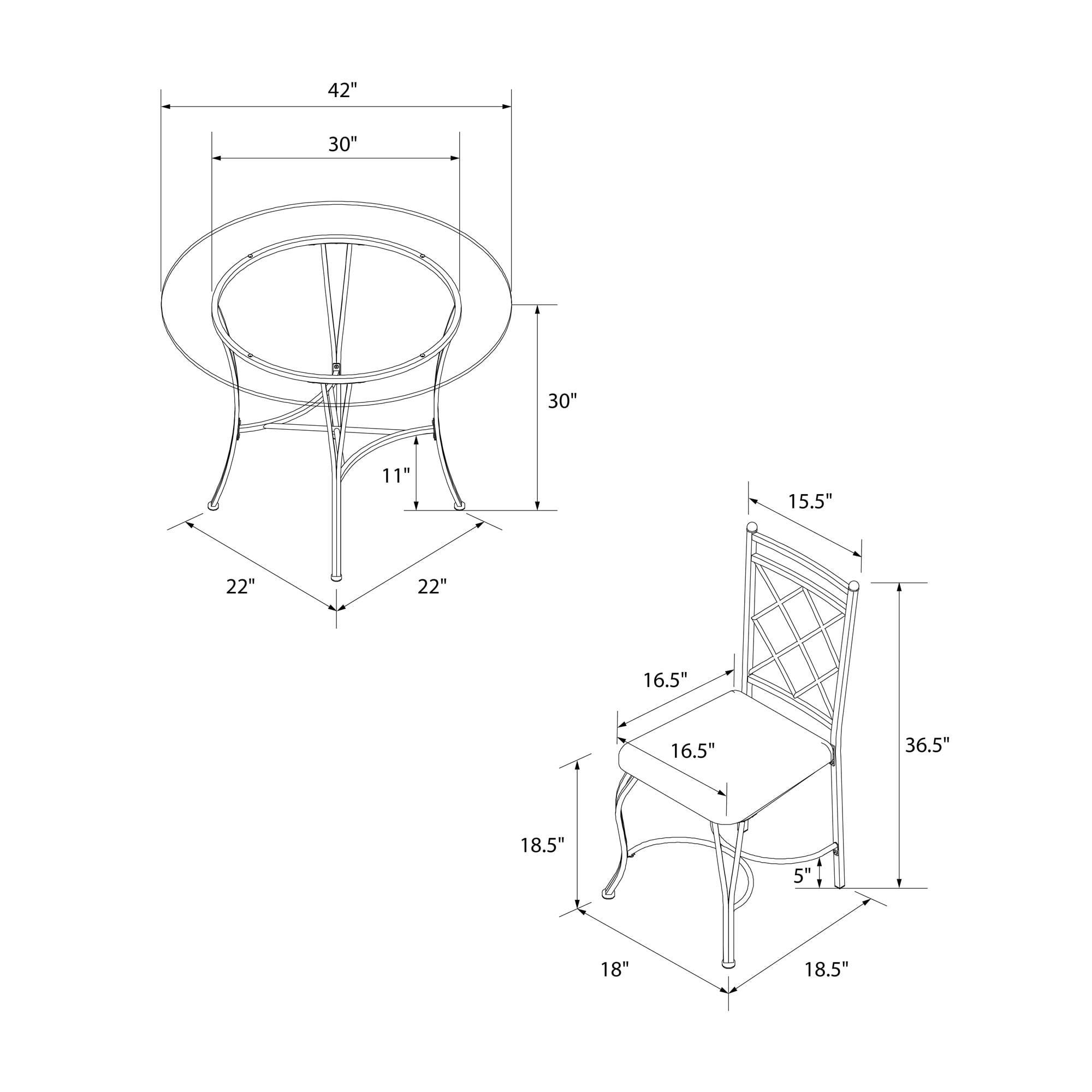 DHP Traditional Glass Top Metal 5-Piece Dinette, Black/Beige - Image 5