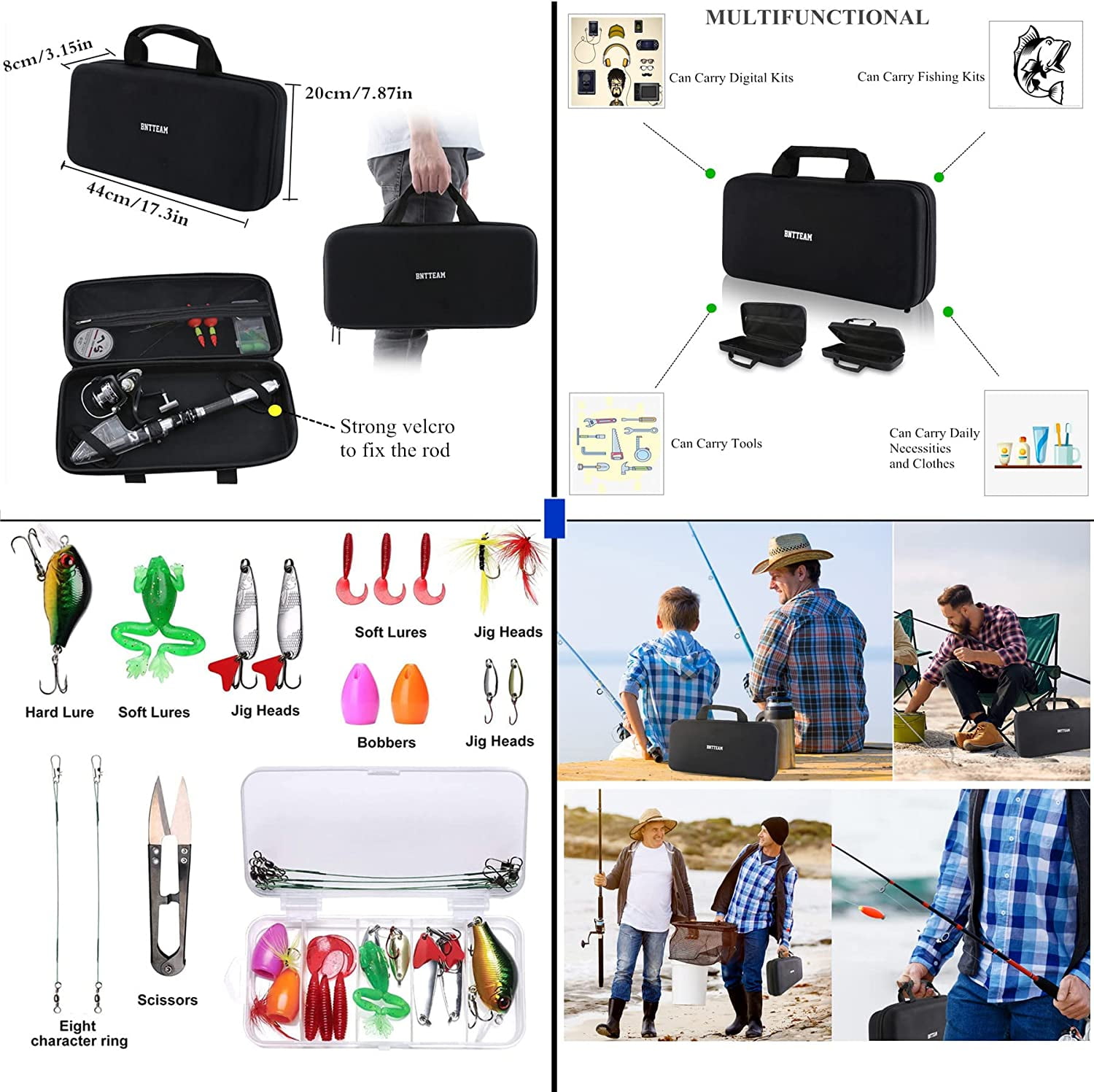 BNTTEAM Portable Fishing Spinning Rod and Reel Combo set Carbon Fiber Fluorescent Rod Tip, with Fishing Lures Line Carrier Bag Kits for Travel Surf Saltwater Freshwater - Image 4