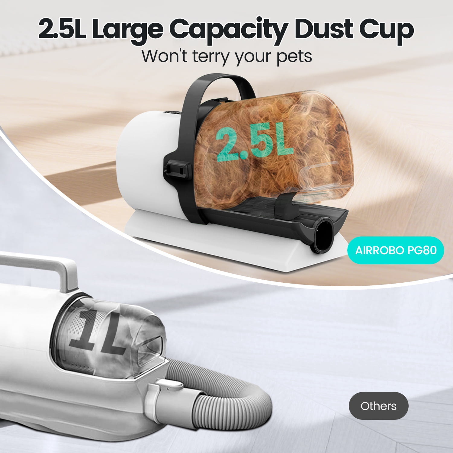 AIRROBO Dog Grooming Kit, 7in1 Dog Grooming Vacuum , 11000Pa Super Suction for Pet Hair,Grooming Vacuum for Shedding Grooming, Low noise, - Image 6