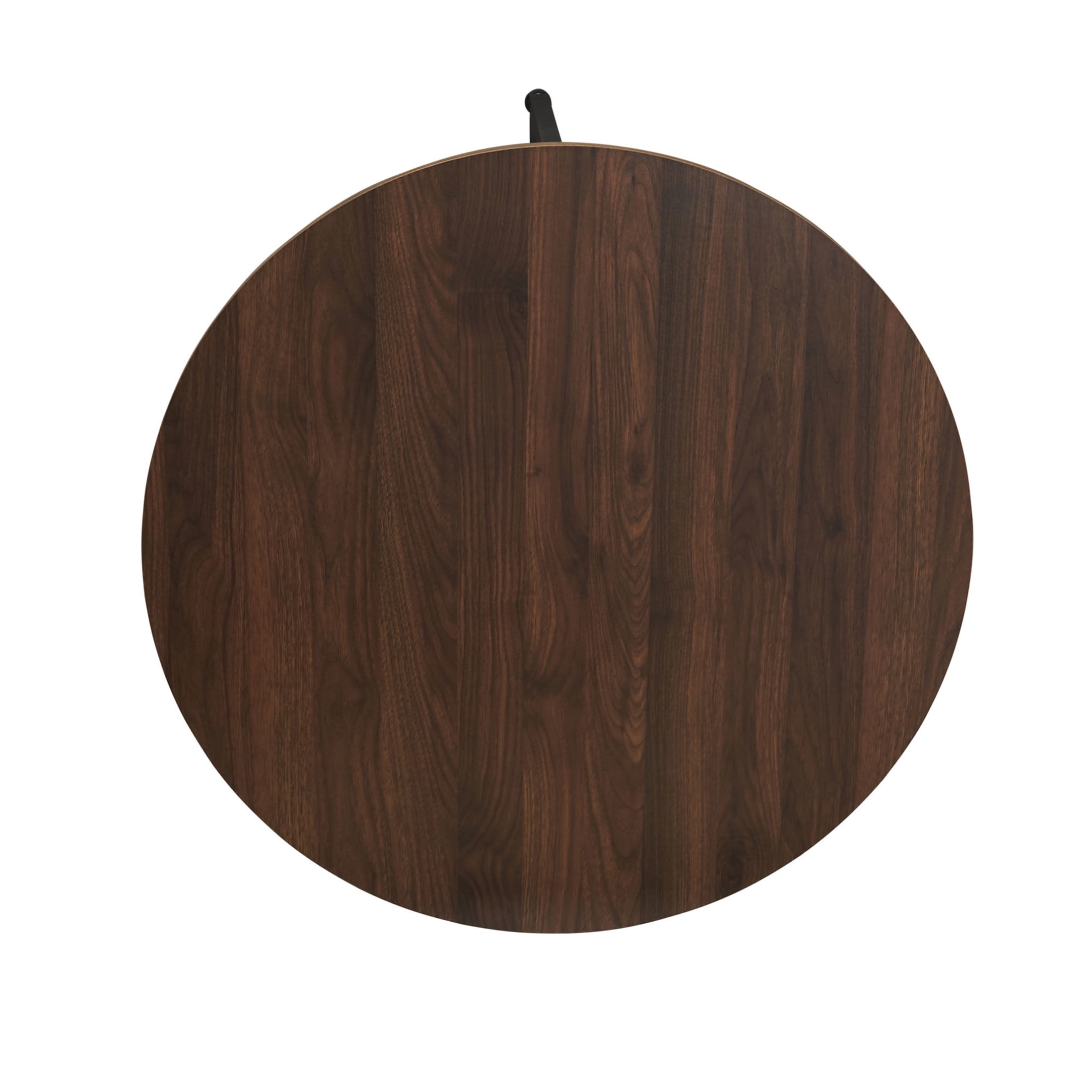 Household Essentials Jamestown Round Coffee Table Mid Century Walnut Wood Grain and Black Metal - Image 8