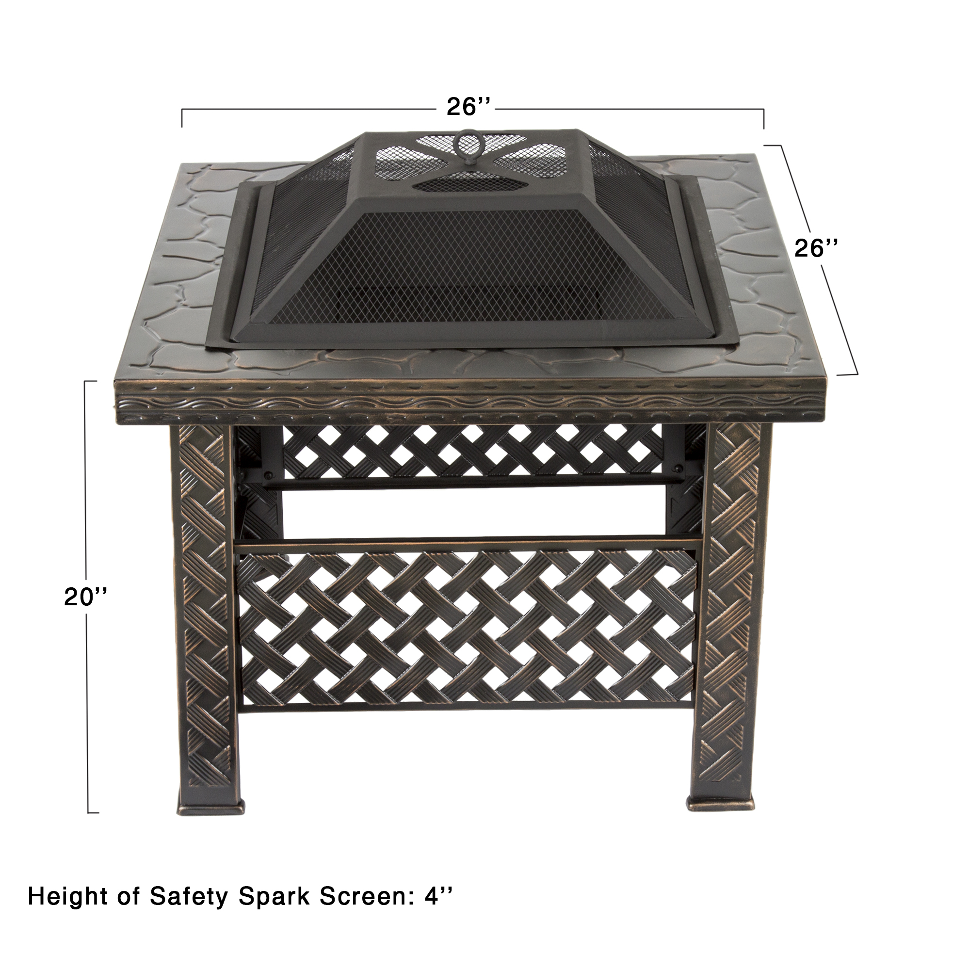 Pure Garden 26-Inch Outdoor Fire Pit with Screen, Cover, and Poker (Bronze) - Image 2
