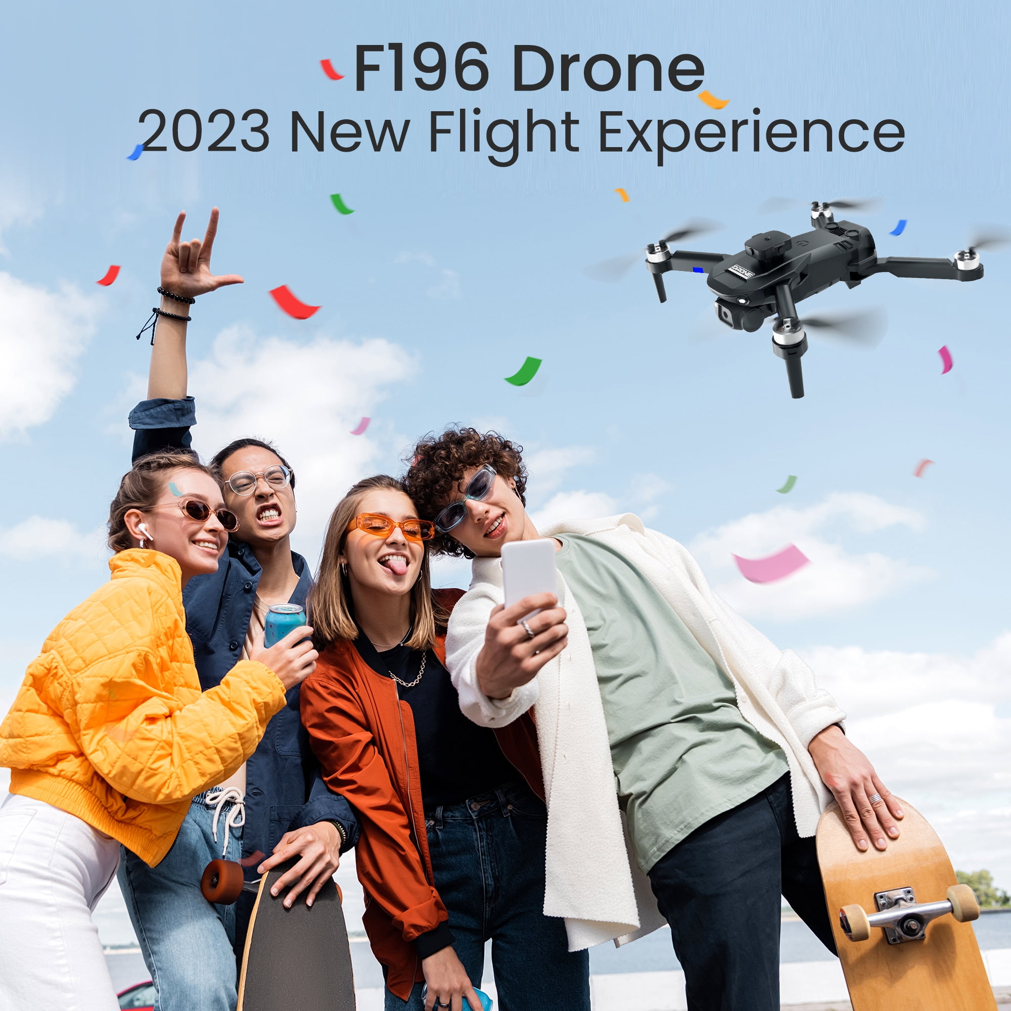 F196 Drone with 6K HD Camera, Brushless Motors, Optical Flow Sensor & Obstacle Avoidance, 3 Batteries, Black - Image 8