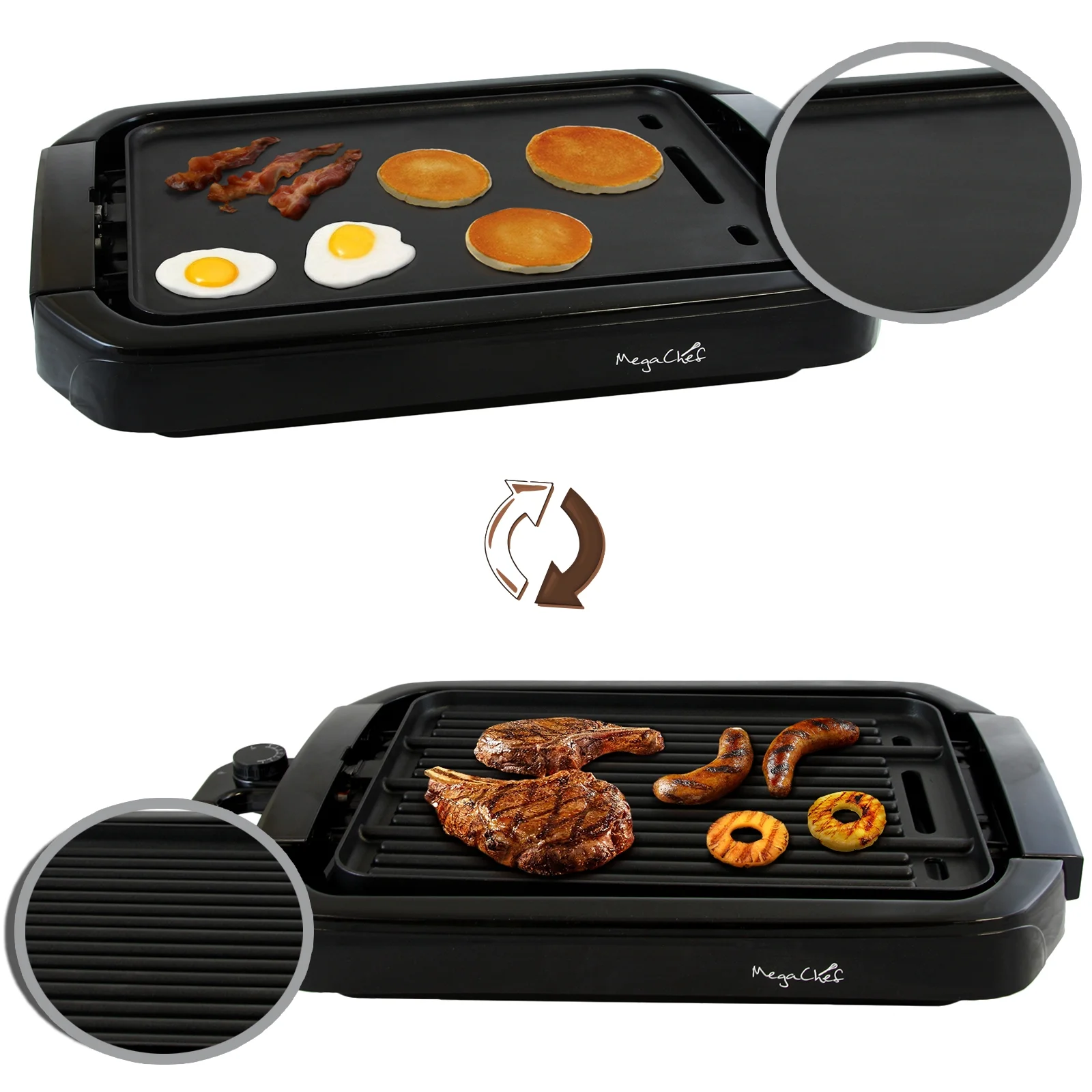 MegaChef Dual Surface Reversible Indoor Grill and Griddle - Image 2