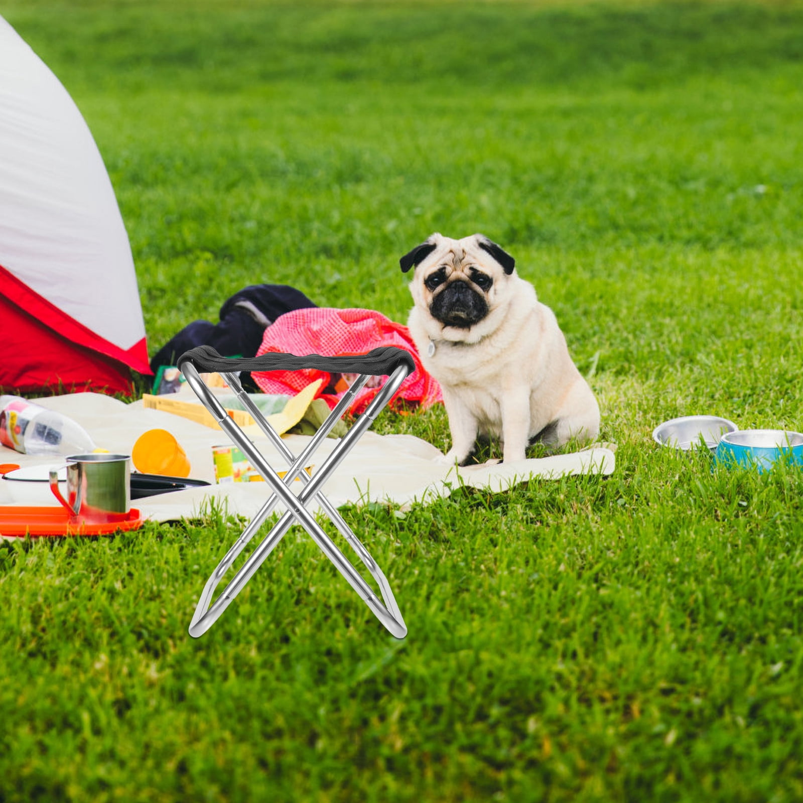 Onaparter Camping Stool Portable Folding Bench Multi-function Camping Bench Convenient Fishing Bench (Grey) - Image 6