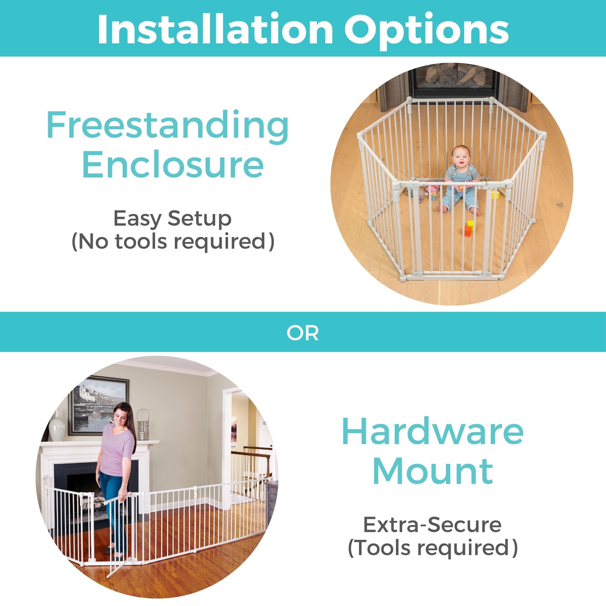 Toddleroo by North States 3-in-1 Superyard Baby Extra Wide Gate & Play Yard, Taupe Metal - Image 6