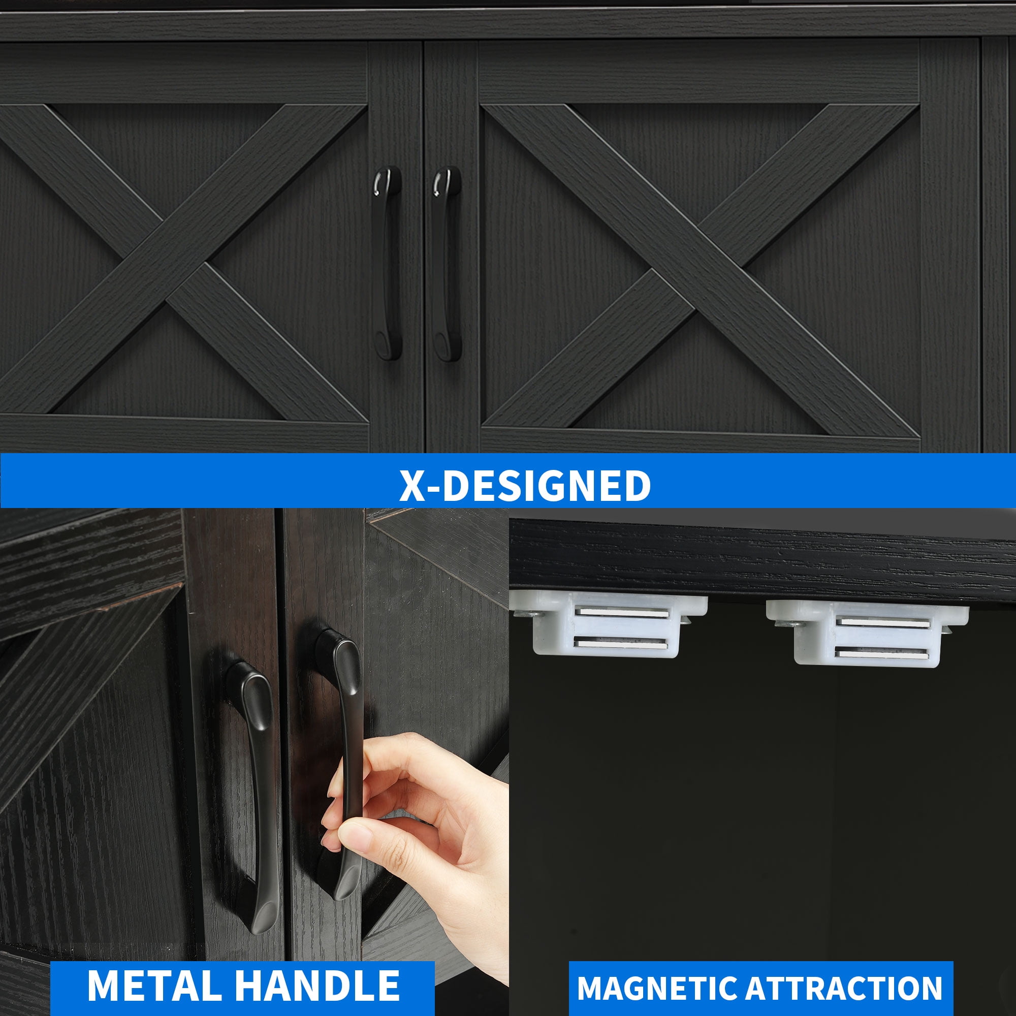 DEXTRUS Modern Heavy-Duty & Power Outlets Wooden Aquarium Stand, Black, 36.2L x 20.5W x 8.26H - Image 2