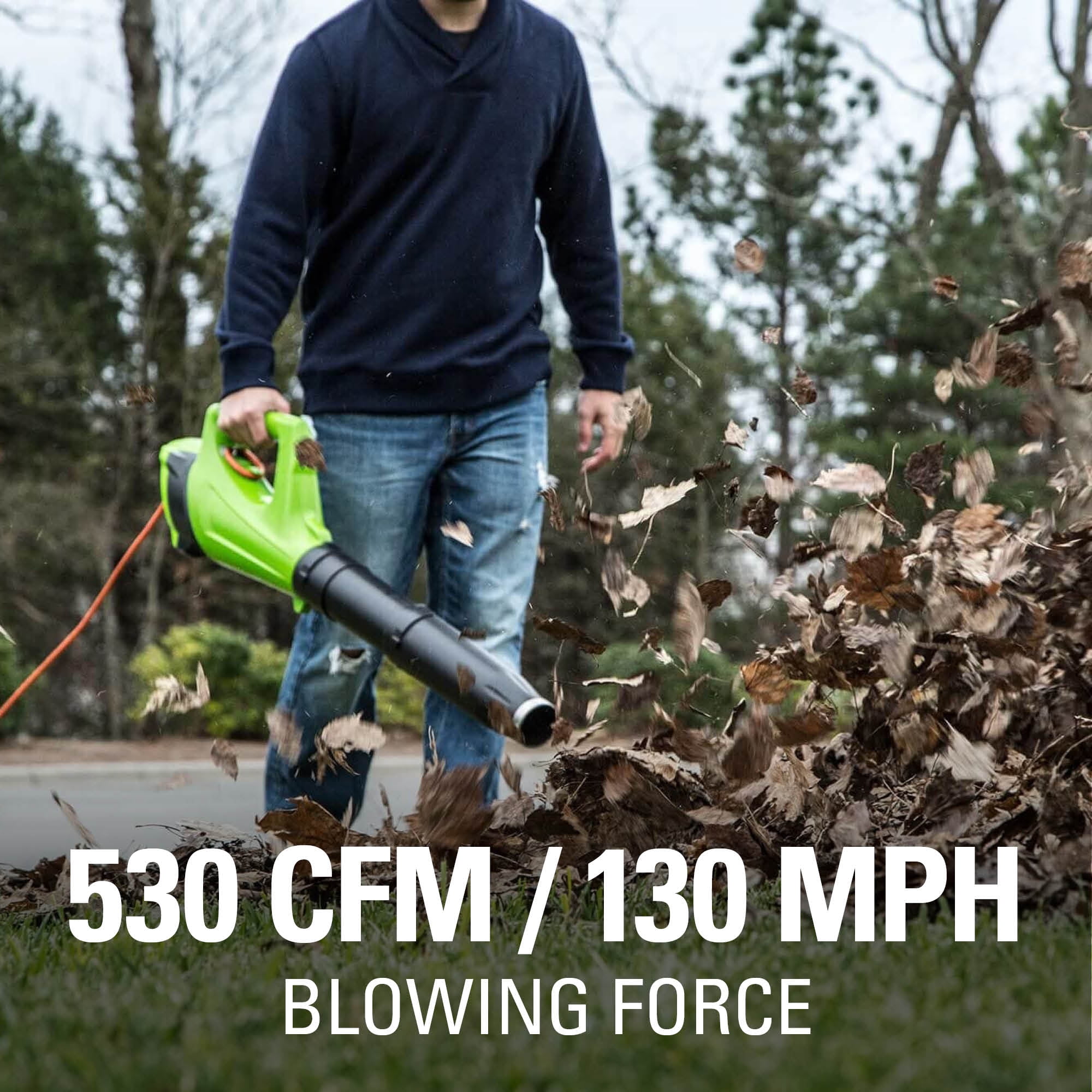 Greenworks 9 Amp 530 Cfm at 130 mph Corded Electric Axial Leaf Blower 2400902 - Image 6