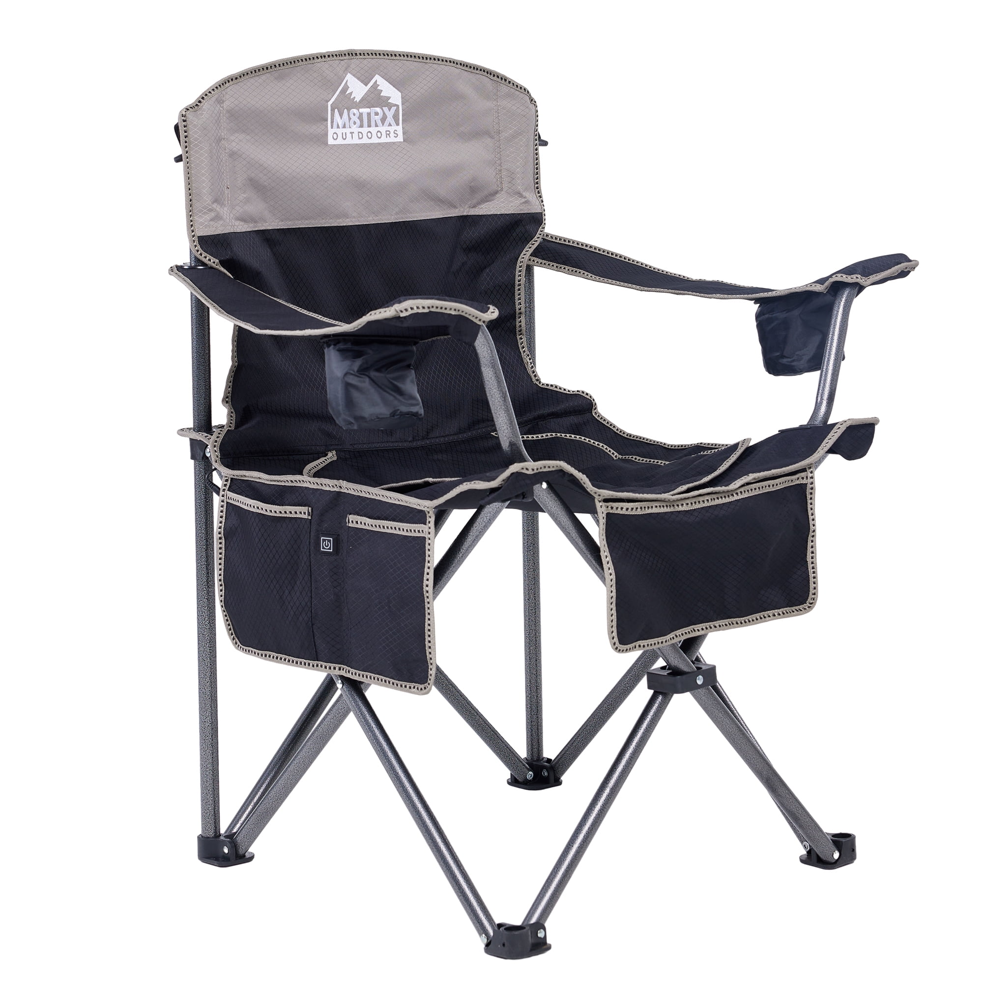 M8TRX Outdoors Heated Camping Chair, Portable Chair w/ 5000mAH Power Bank, 3 Heat Levels, USB Charging Port, Black - Image 7