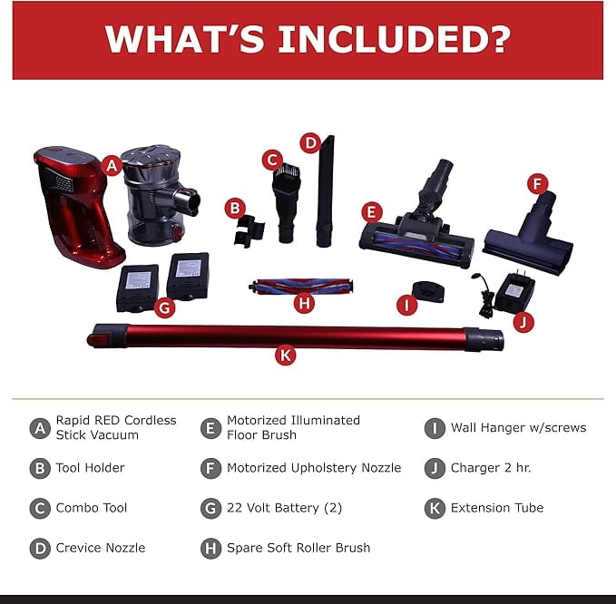 Atrix ACSV1 Rapid Red Cordless Stick Vacuum Red - Image 5