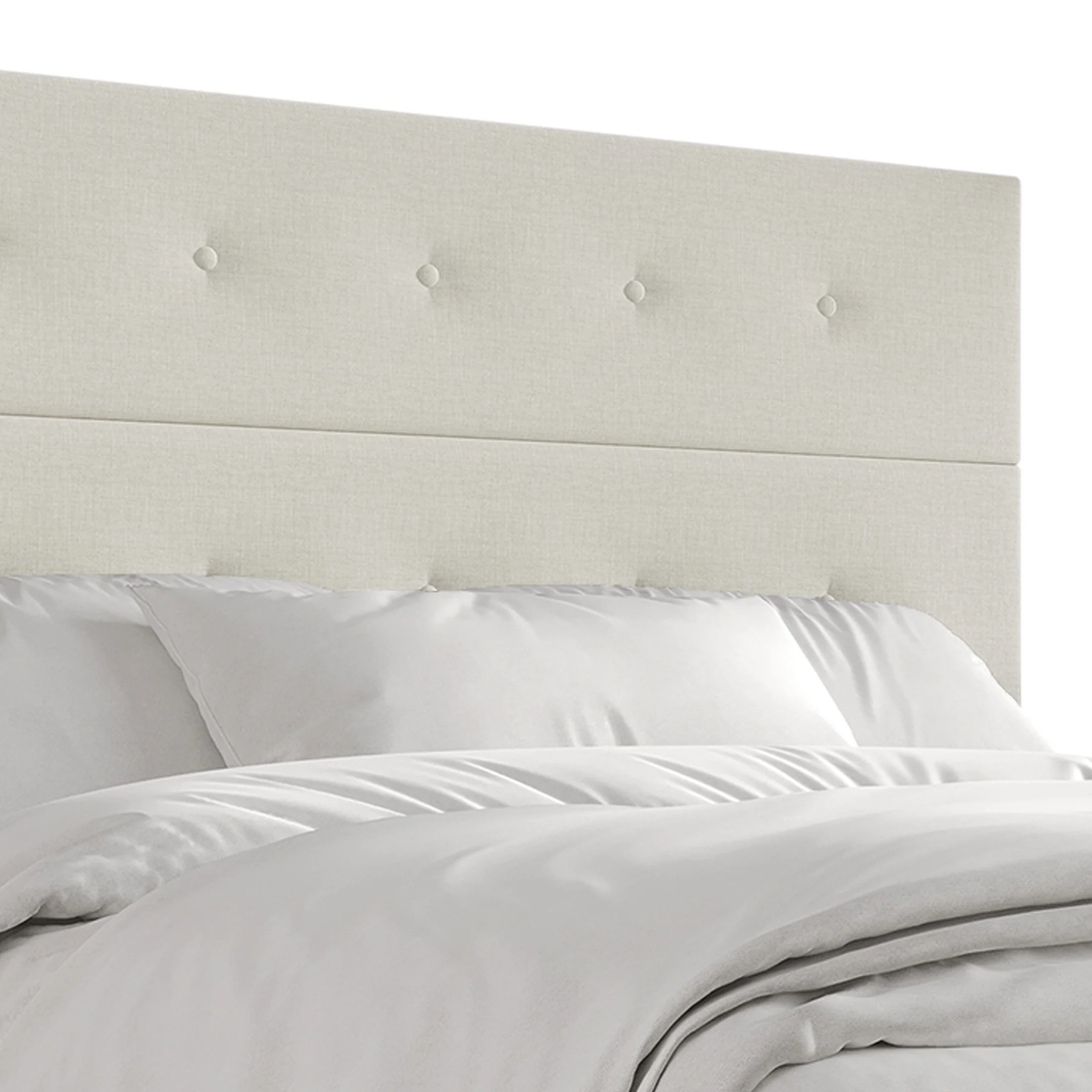 Castle Place Elegant Button Tufted Linen Upholstered Twin Bed, Beige - Image 7