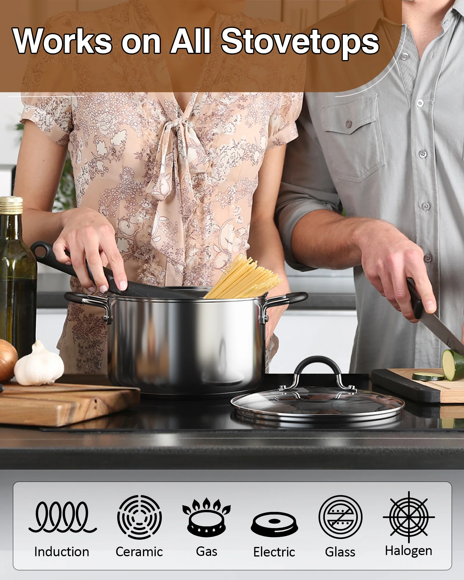 Cook N Home Stainless Steel Cookware Sets 10-Piece, Pots and Pans Kitchen Cooking Set with Stay-Cool Handles, Dishwasher Safe, Silver - Image 6