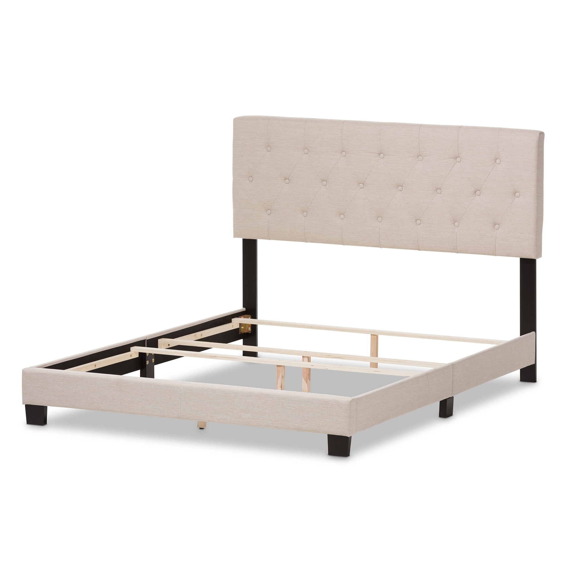 Baxton Studio Cassandra Modern and Contemporary Light Beige Fabric Upholstered King Size Bed - Image 3