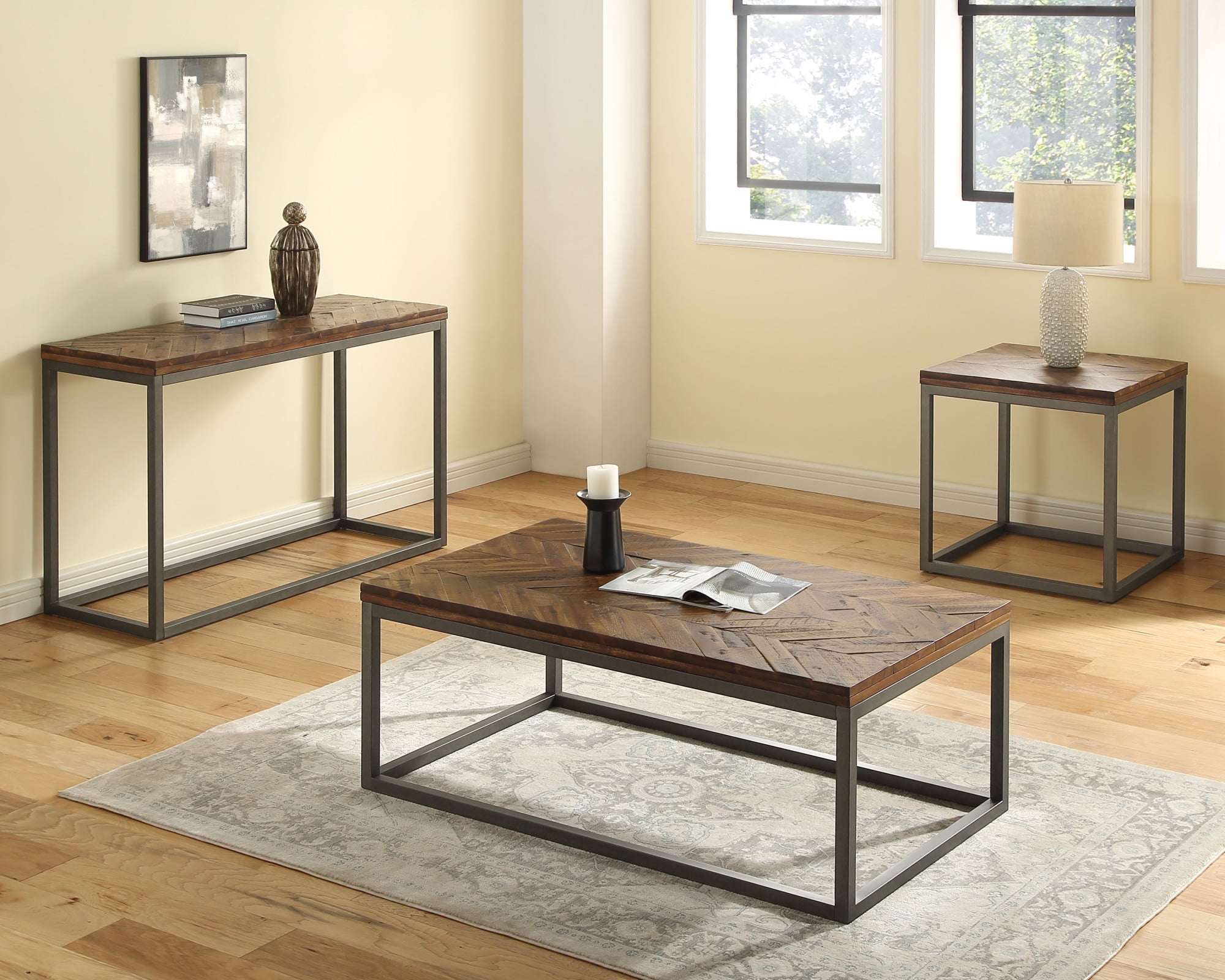 Lorenza Square End Table in Brown Distressed Wood - Image 5