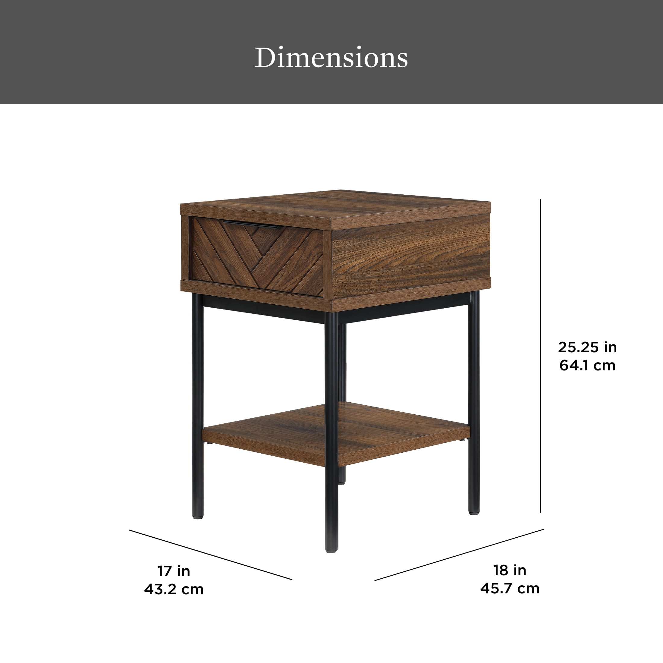 Better Homes & Gardens Wyatt Geo End Table, Walnut Finish - Image 6
